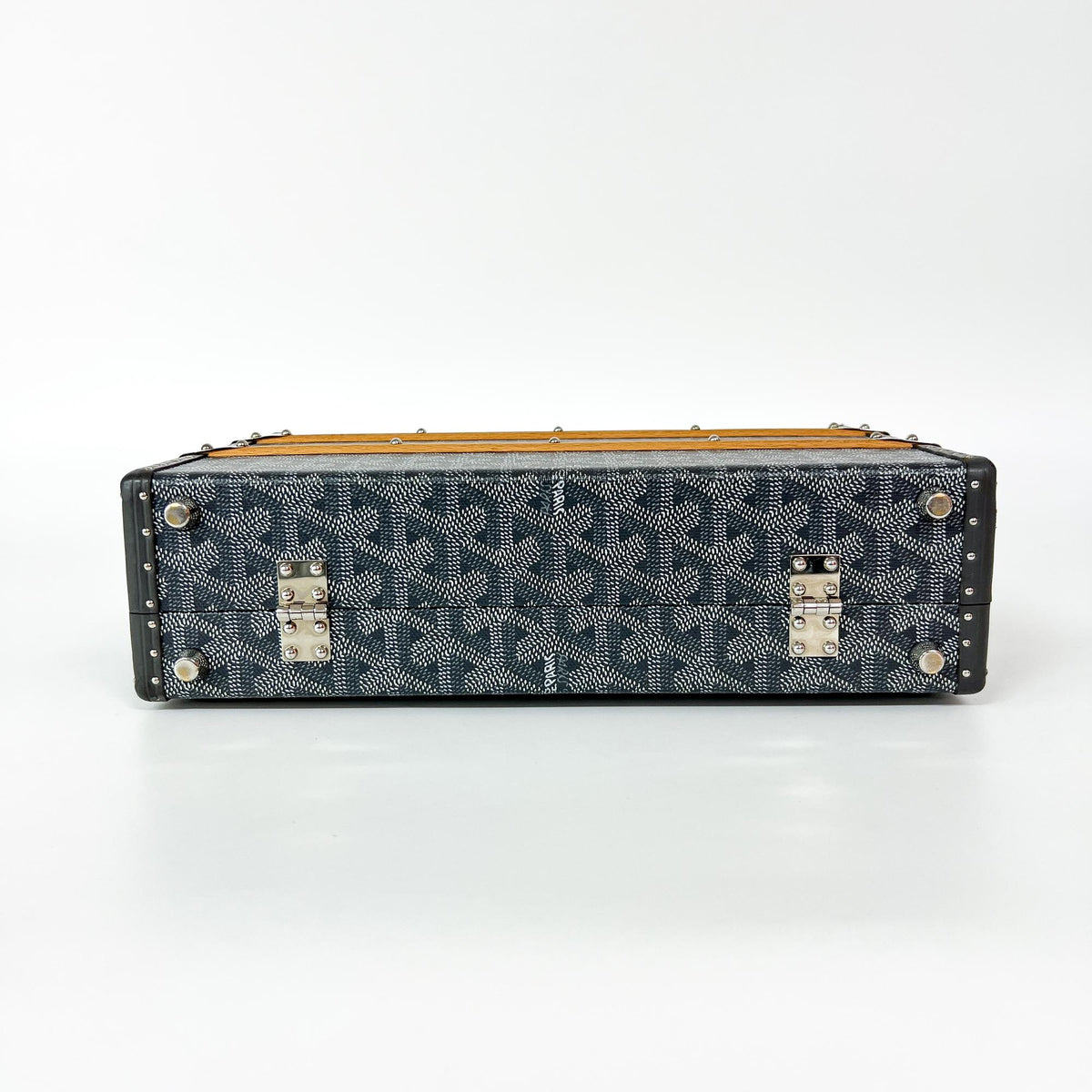 Goyard Grand Hotel Trunk Coated Canvas Black Canvas Handbag (Pre-Owned)