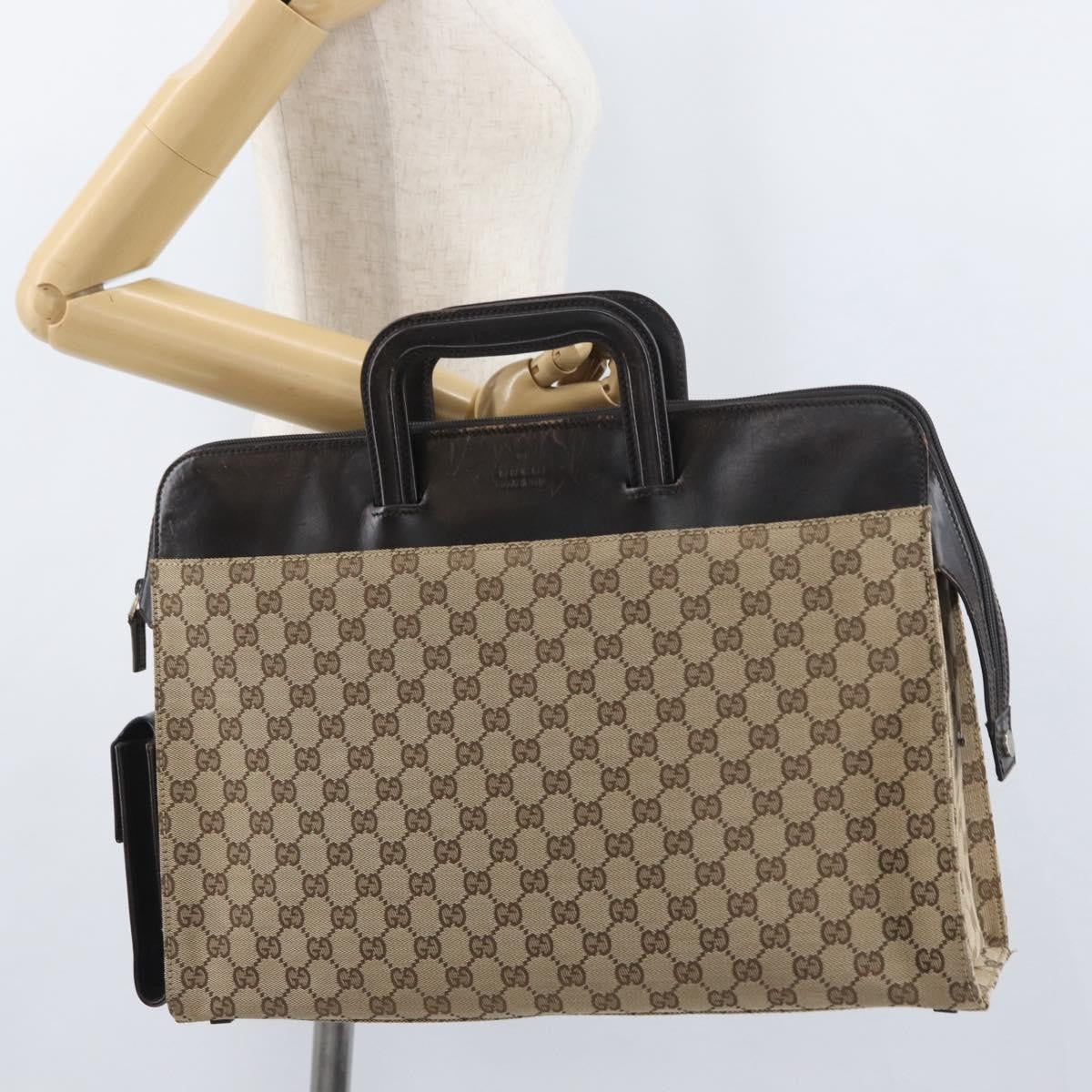 Gucci Gg Canvas Canvas Beige Canvas Briefcase Bag (Pre-Owned)