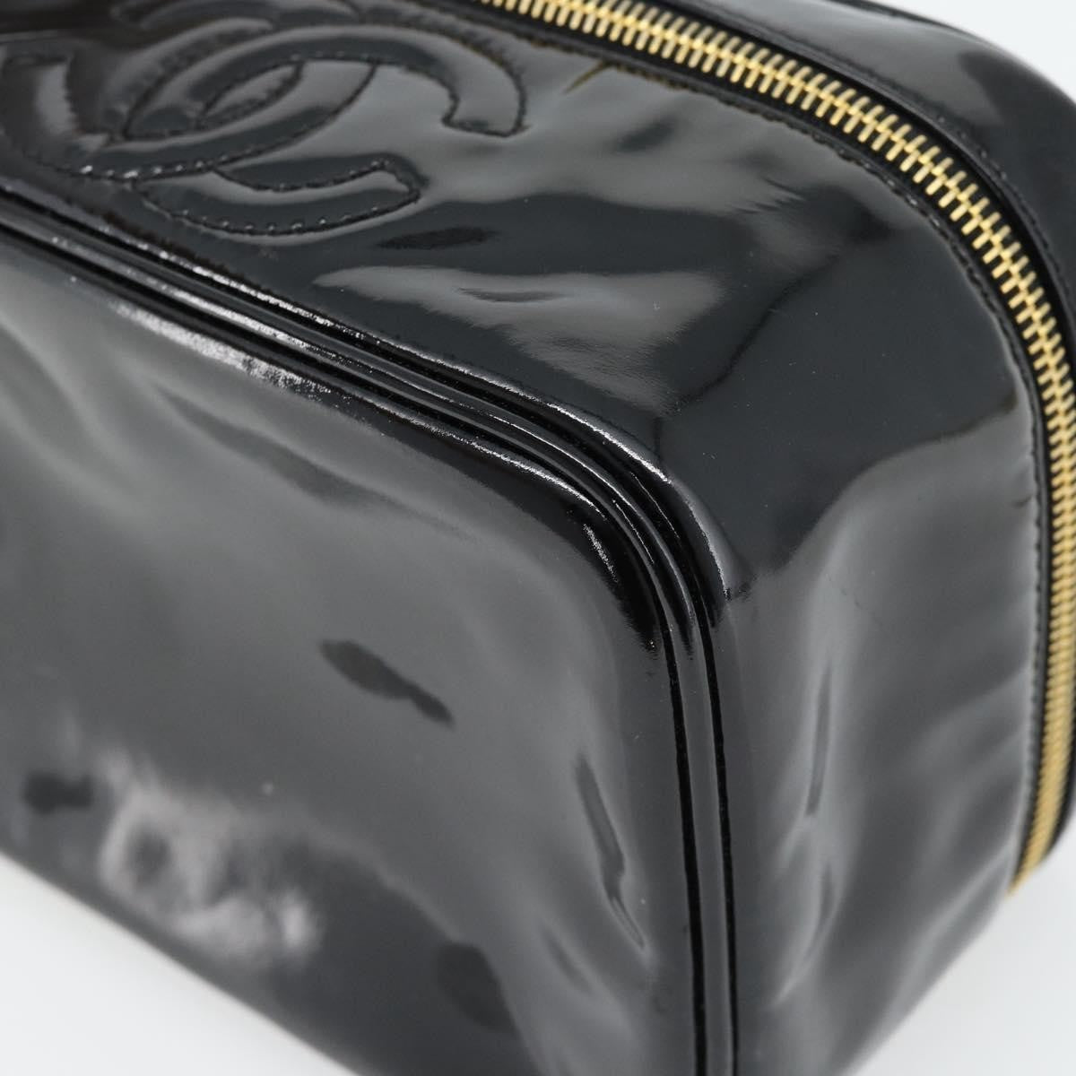 Chanel Vintage Timeless Cosmetic Case Patent Black Patent_Leather Handbag (Pre-Owned)