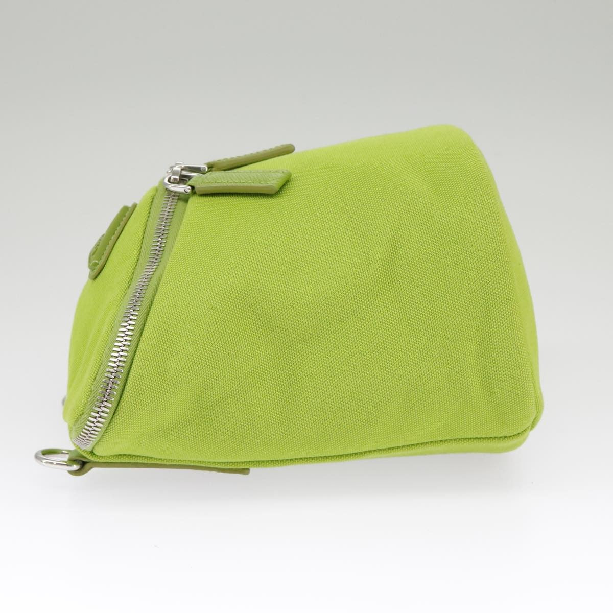 Prada Zipped Triangle Canvas Green Canvas Crossbody Bag Bag (Pre-Owned)