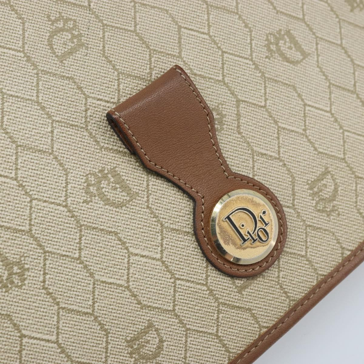 Christian Dior Vintage Honeycomb Chain Canvas Beige Canvas Shoulder Bag Bag (Pre-Owned)
