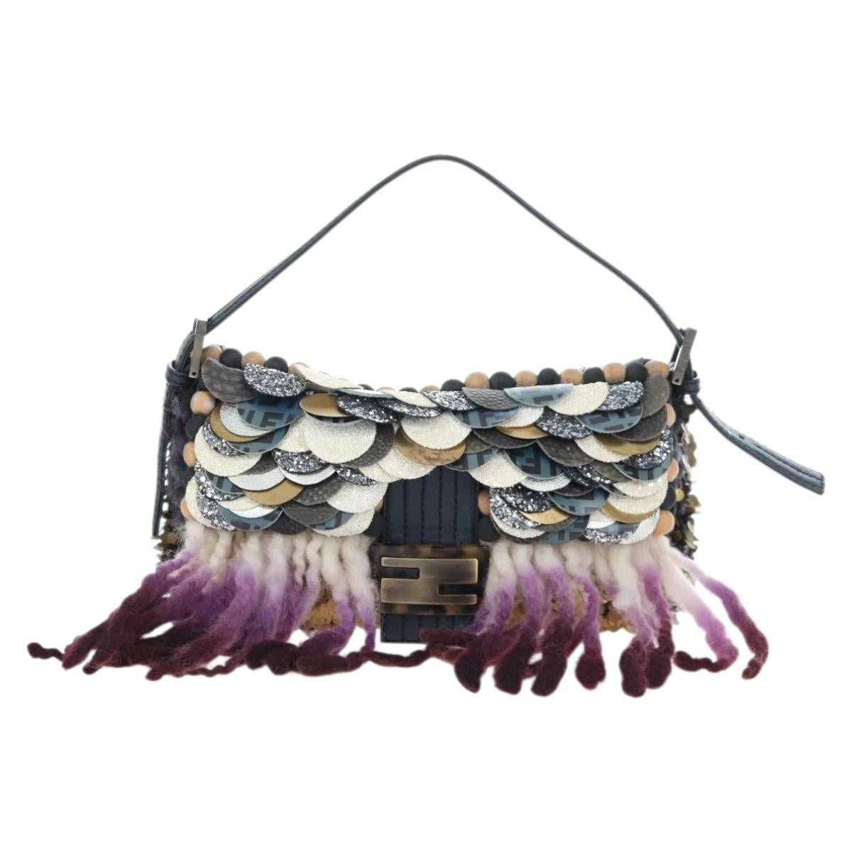 Fendi Mamma Baguette Zucca Jacquard Velvet Multicolour Wool Shoulder Bag Bag (Pre-Owned)