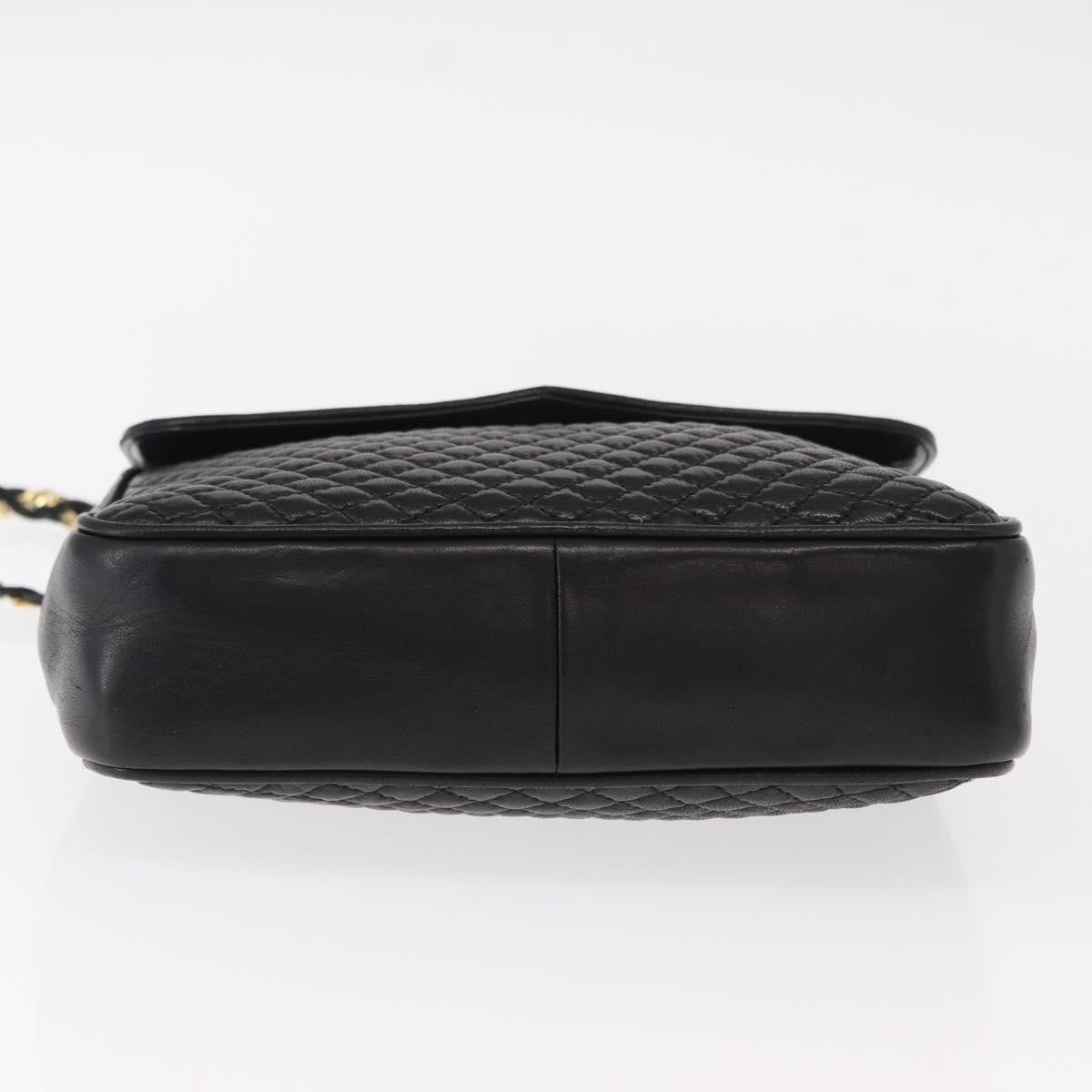 Bally Vintage Chain Quilted Leather Black Leather Shoulder Bag Bag (Pre-Owned)