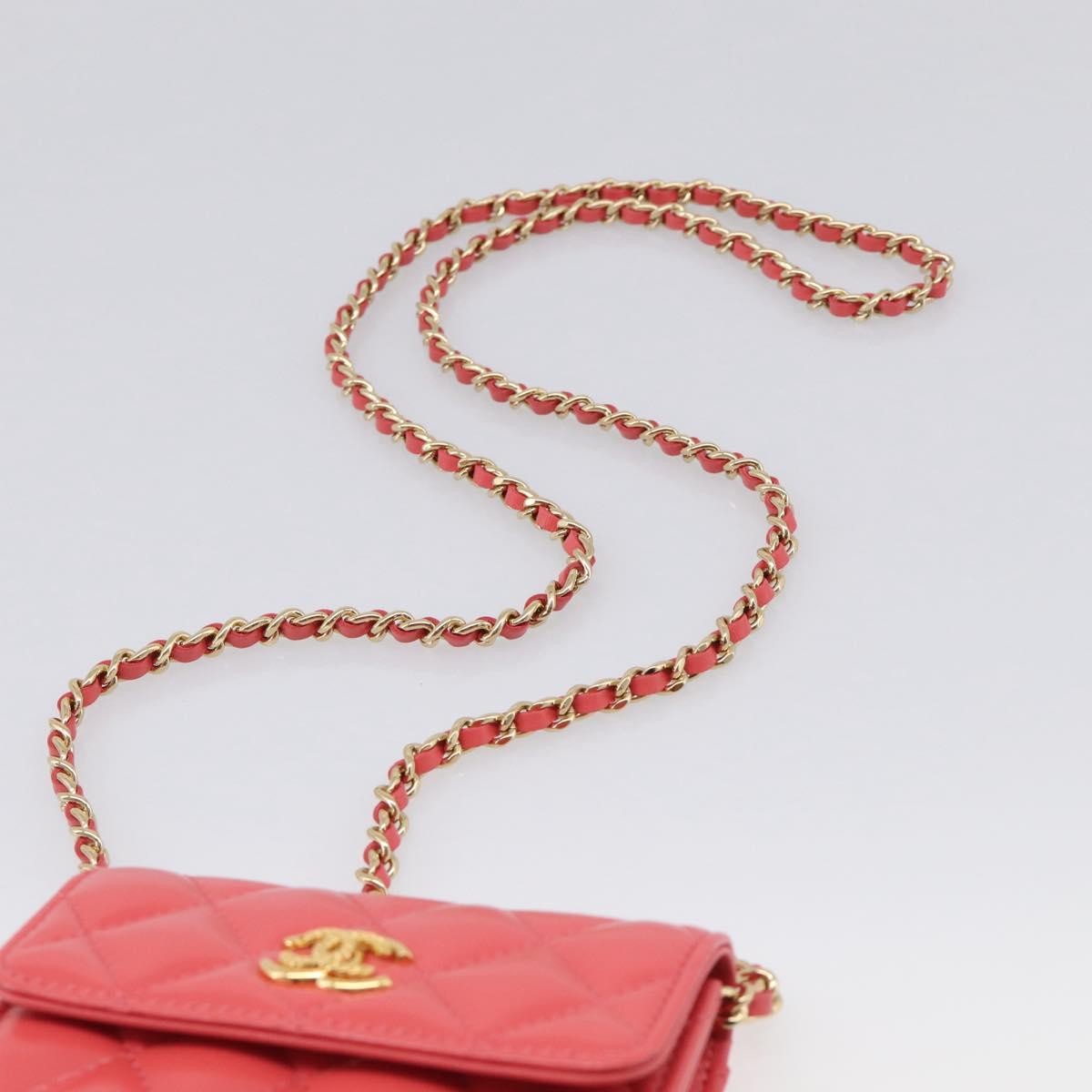 Chanel Textured Cc Wallet On Chain Quilted Lambskin Pink Leather Crossbody Bag Bag (Pre-Owned)