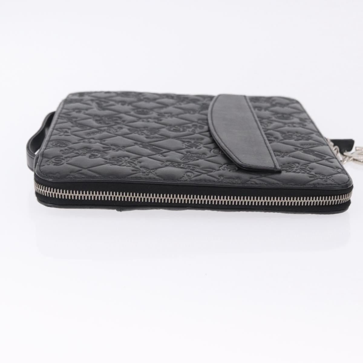 Chanel Zip Around Ipad Case Quilted Lambskin Black Leather Tech Accessory Accessory (Pre-Owned)