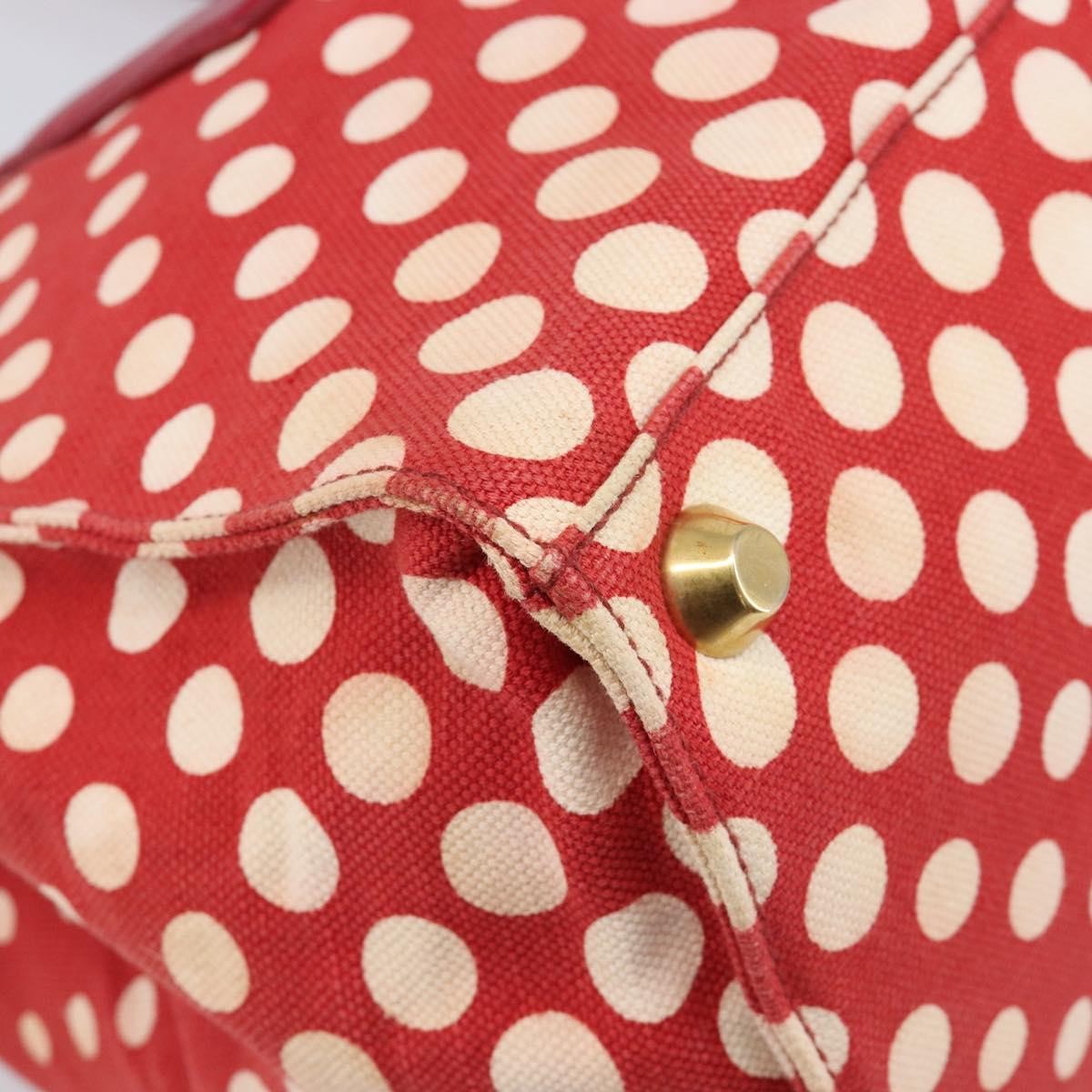 Miu Miu Beau Top Handle Leather Red Canvas Handbag (Pre-Owned)