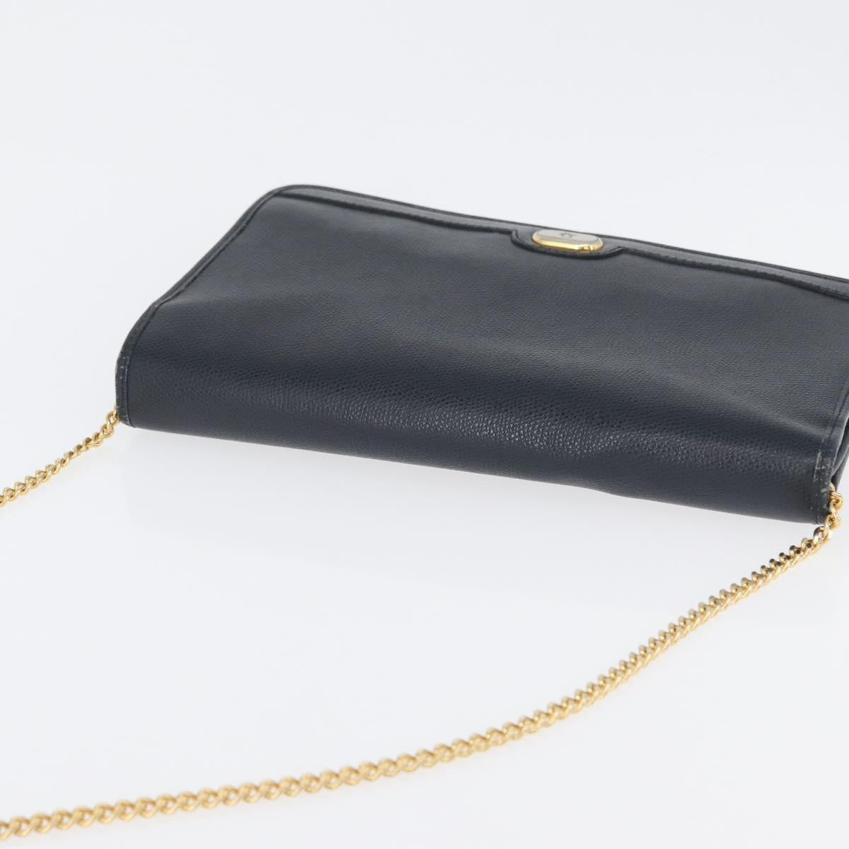 Christian Dior Vintage Chain Flap Leather Navy Leather Shoulder Bag Bag (Pre-Owned)