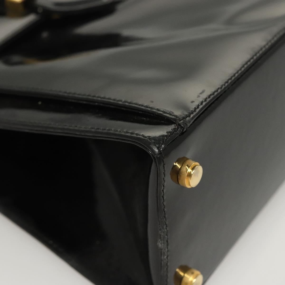 Salvatore Ferragamo Vintage Patent Leather Black Patent_Leather Handbag (Pre-Owned)