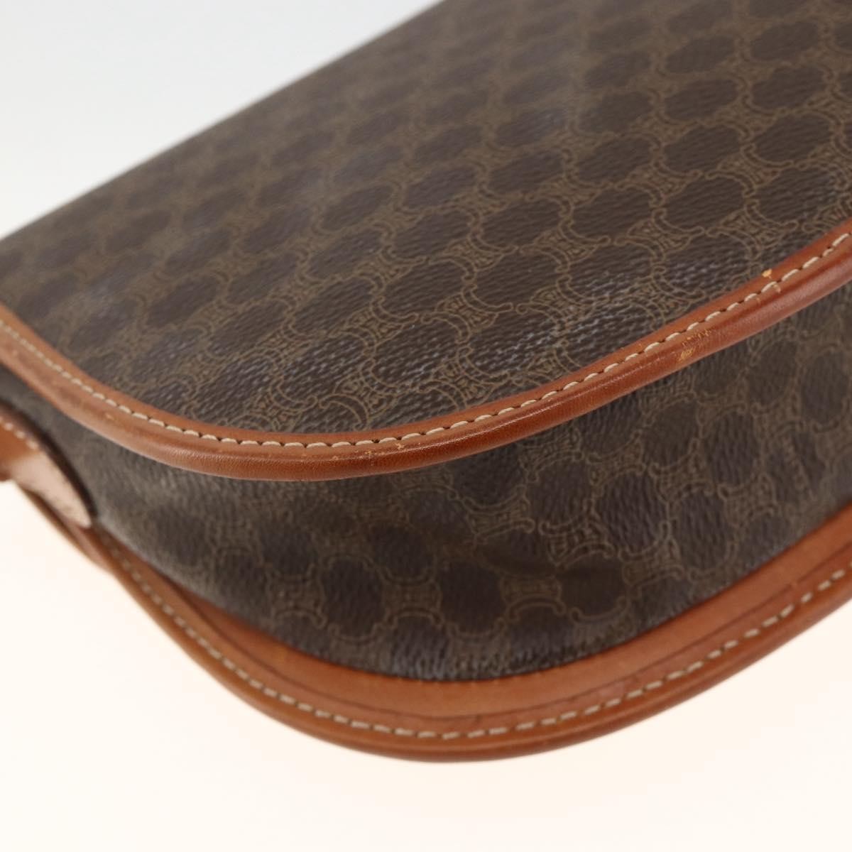 Celine Vintage Macadam Canvas And Leather Brown Canvas Shoulder Bag Bag (Pre-Owned)