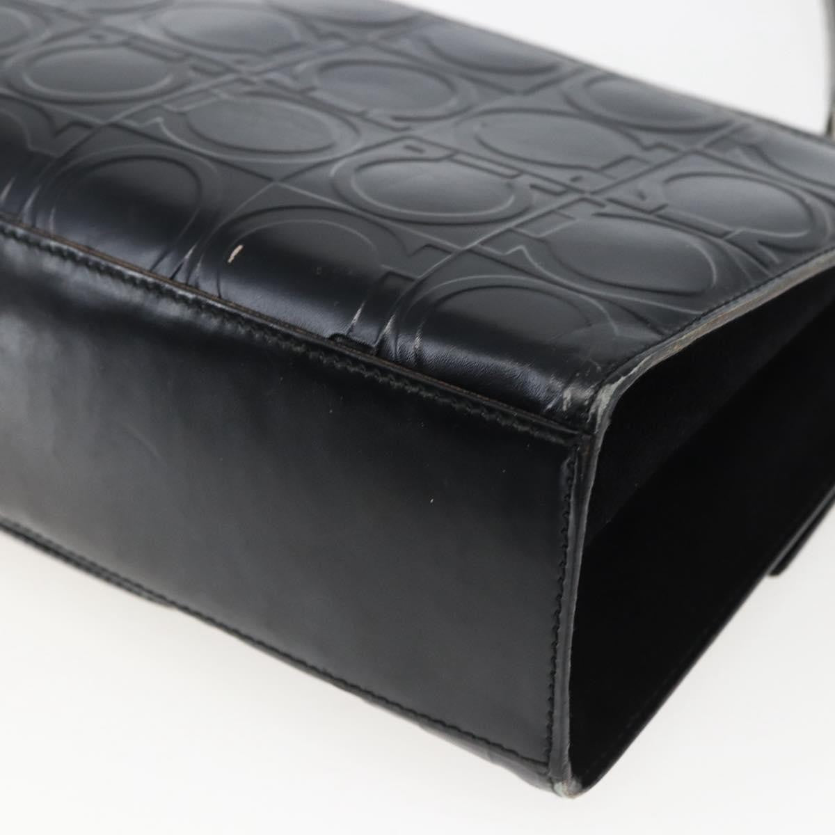 Salvatore Ferragamo Gancini Leather Black Leather Handbag (Pre-Owned)