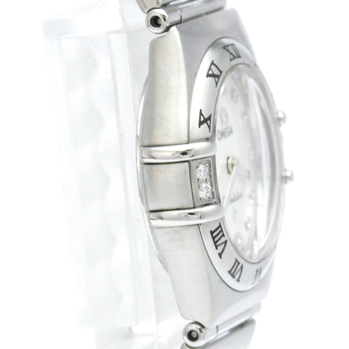 Omega Constellation 95 Quartz Stainless Steel And Rose Gold With Diamond Bezel And Markers And Mother Of Pearl Watch (Pre-Owned)