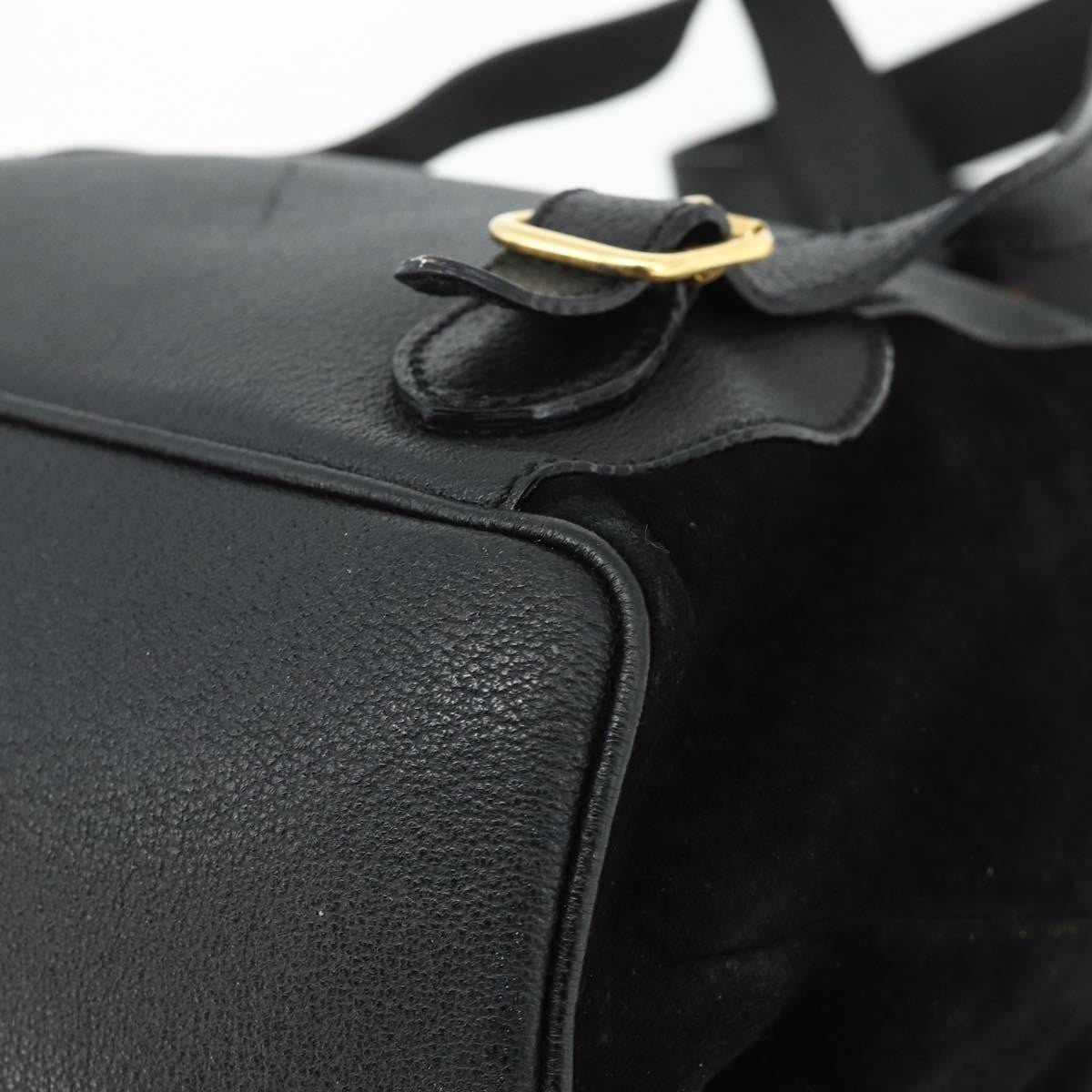 Gucci Vintage Bamboo Suede Black Suede Backpack Bag (Pre-Owned)