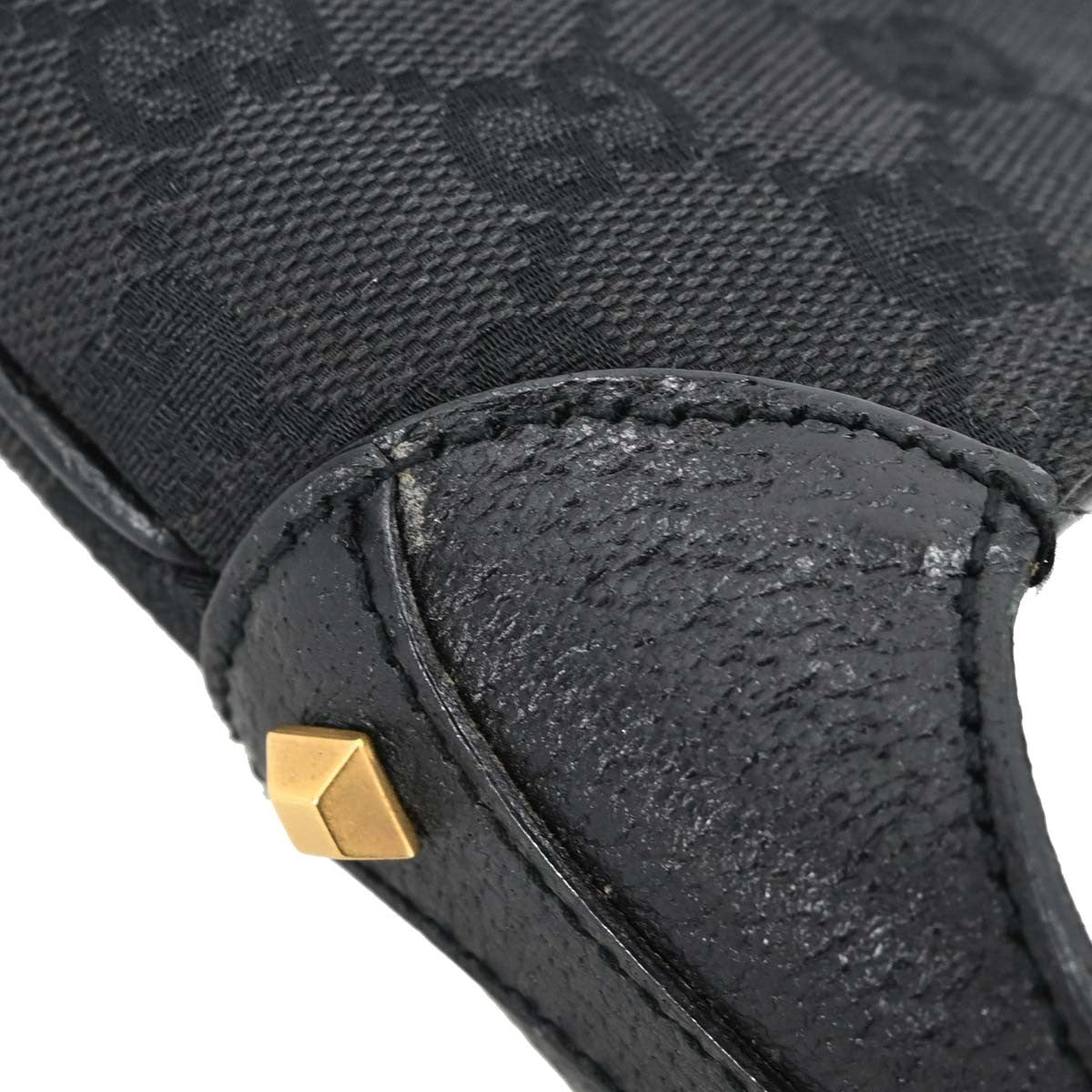 Gucci Piston Lock Jackie Hobo Gg Canvas Black Canvas Shoulder Bag Bag (Pre-Owned)