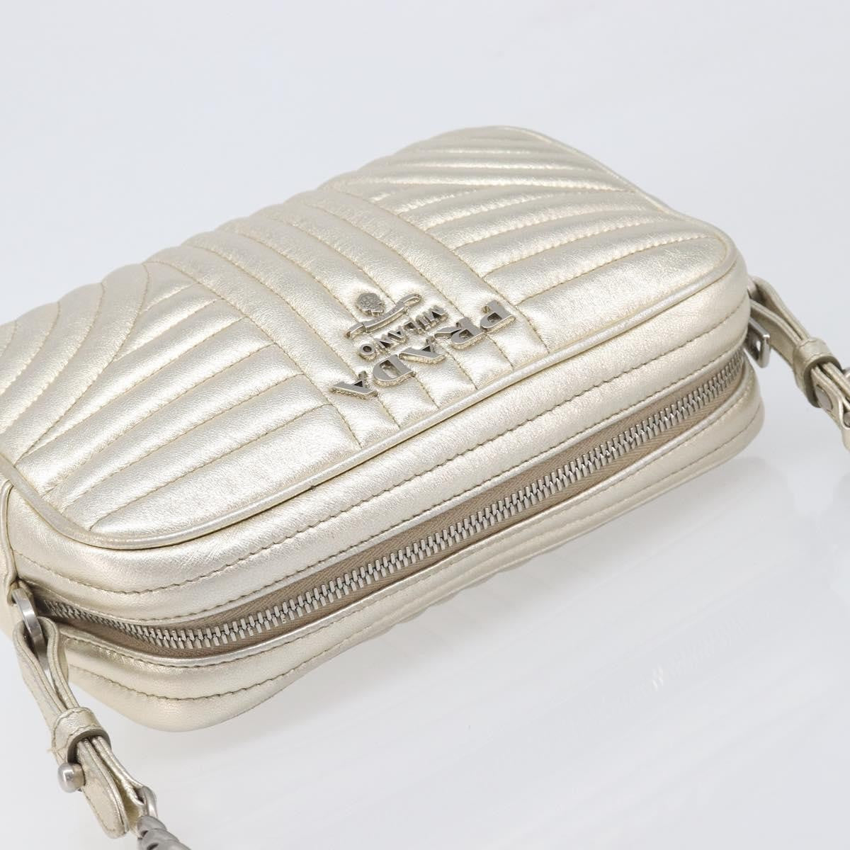 Prada Camera Diagramme Quilted Leather Metallic Leather Shoulder Bag Bag (Pre-Owned)