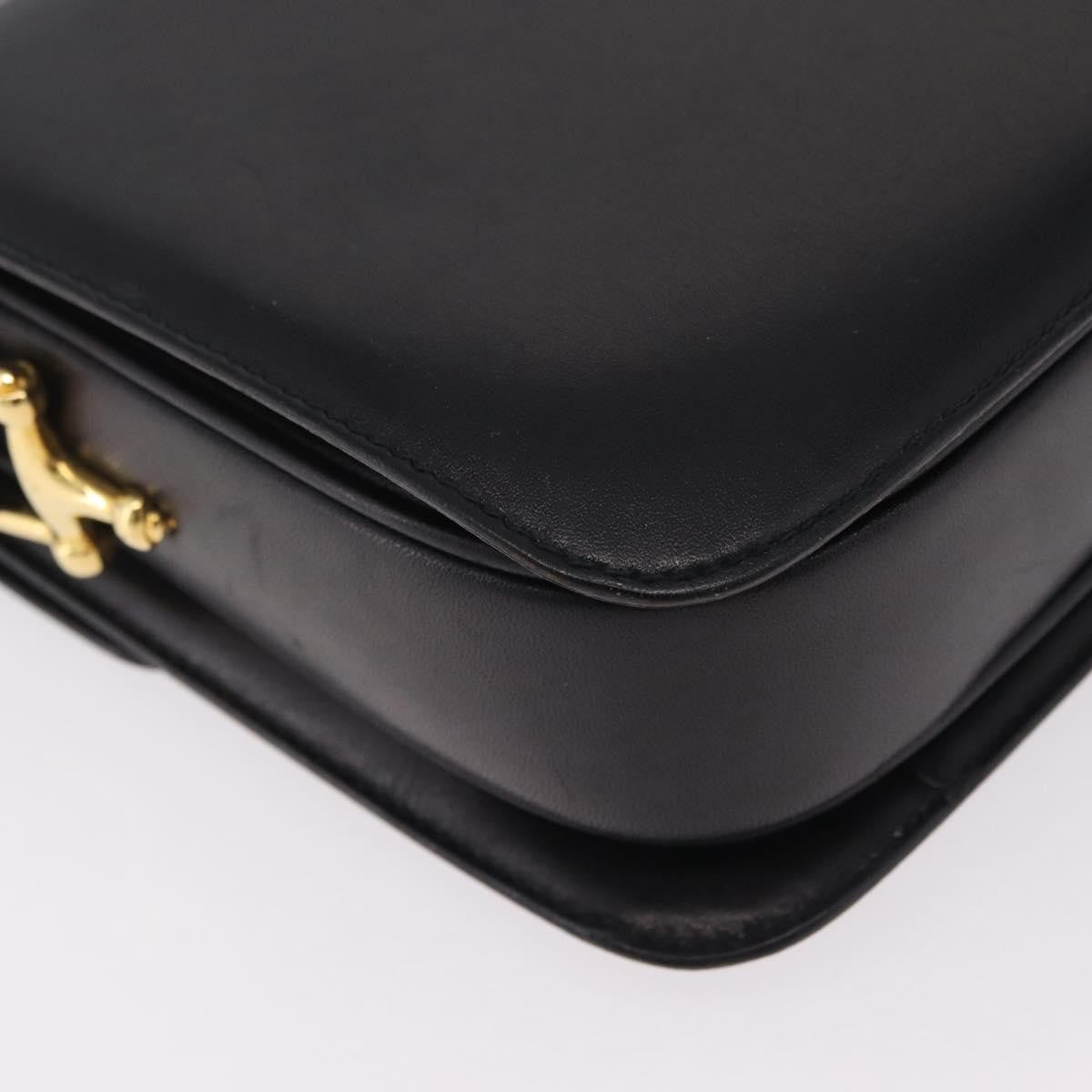 Celine Vintage Carriage Flap Leather Black Leather Handbag (Pre-Owned)