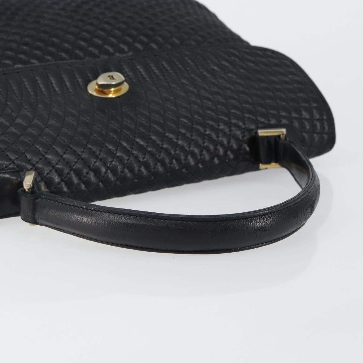 Bally Vintage Quilted Leather Black Leather Handbag (Pre-Owned)