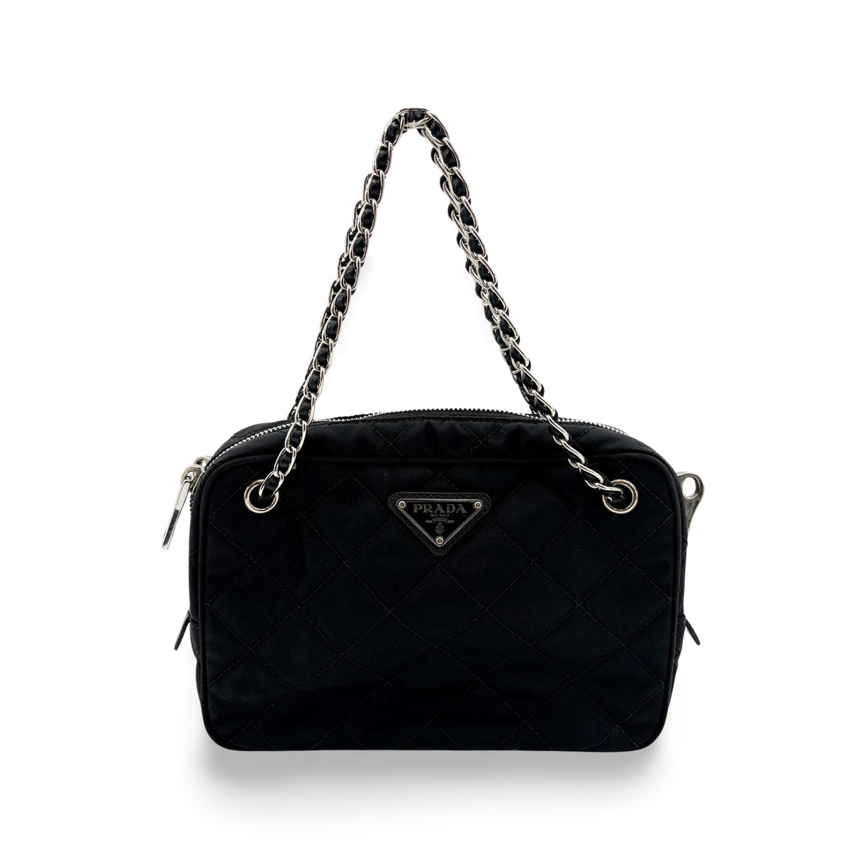 Prada Convertible Quilted Tessuto Black Nylon Shoulder Bag Bag (Pre-Owned)