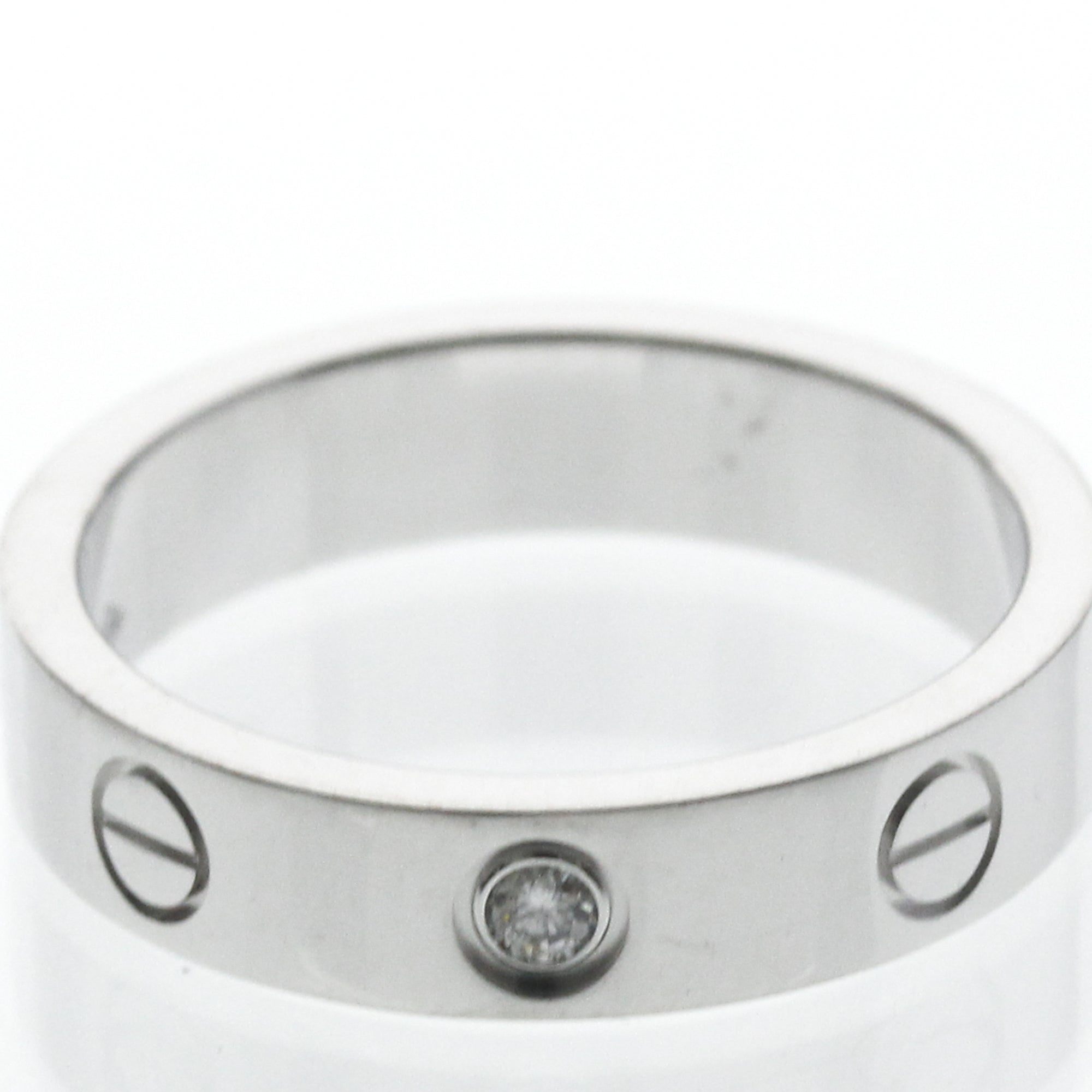 Cartier Love Wedding Band 1 Diamond 18K White Gold With Diamond Silver White_Gold Ring Jewelry (Pre-Owned)