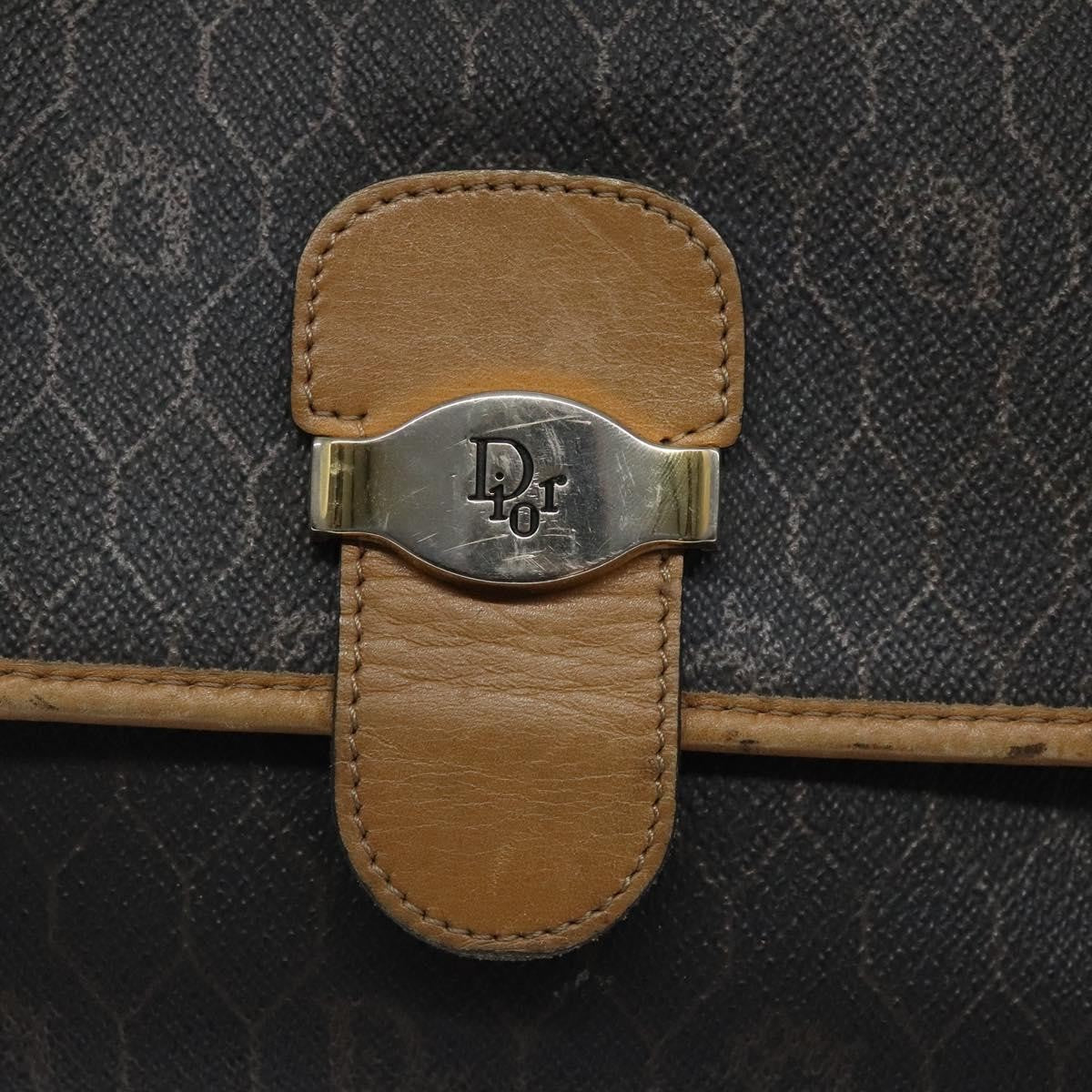 Christian Dior Vintage Honeycomb Canvas Black Canvas Shoulder Bag Bag (Pre-Owned)