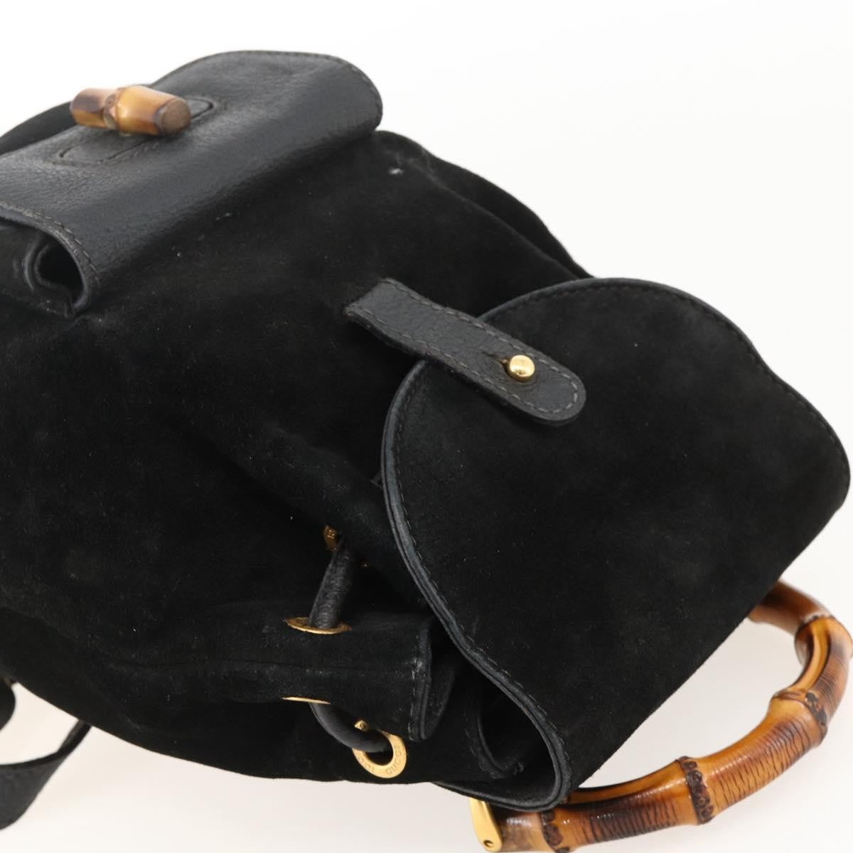 Gucci Gucci Bamboo Daim Black Denim_Jeans Backpack Bag (Pre-Owned)