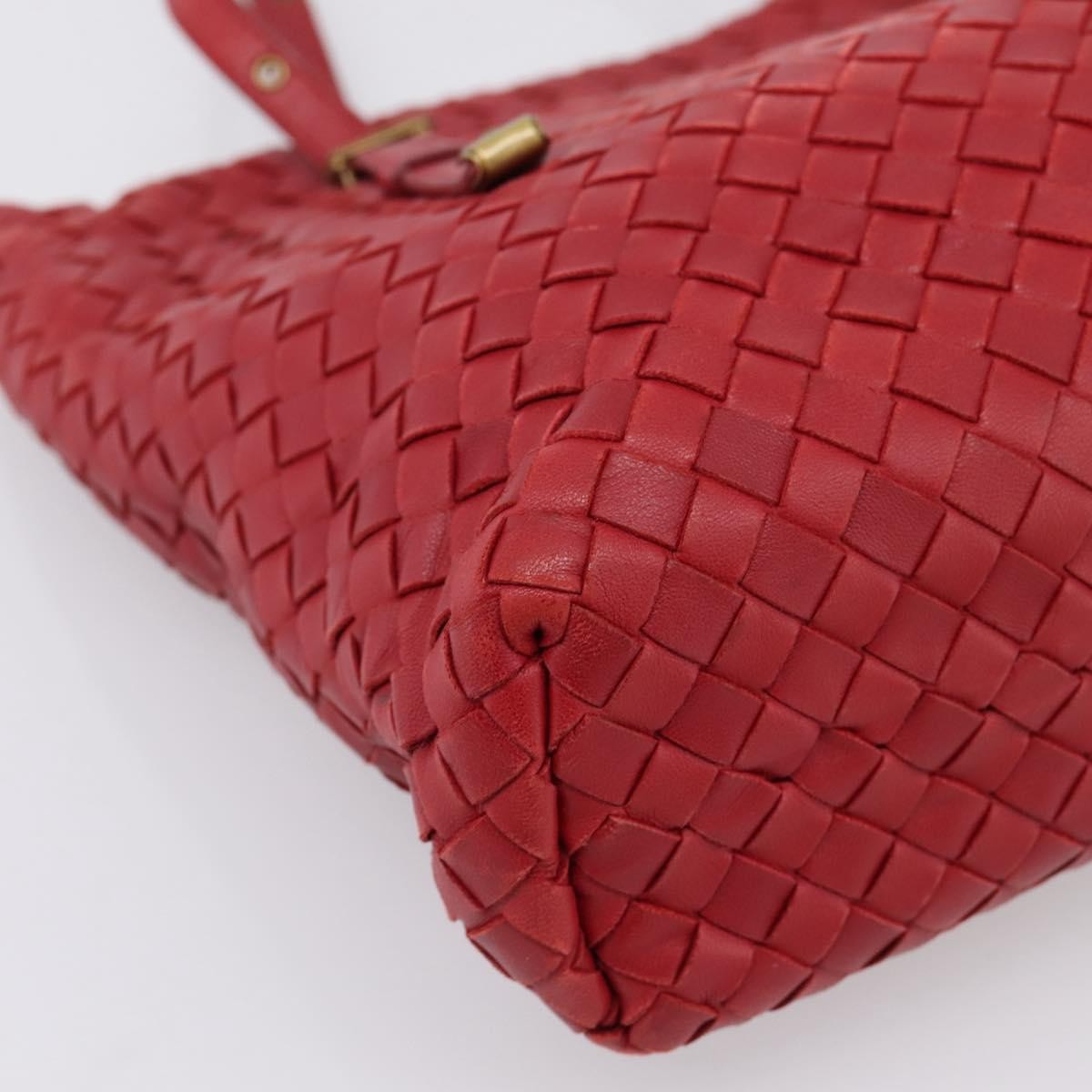 Bottega Veneta Belted Tote Intrecciato Nappa Red Leather Tote Bag Bag (Pre-Owned)