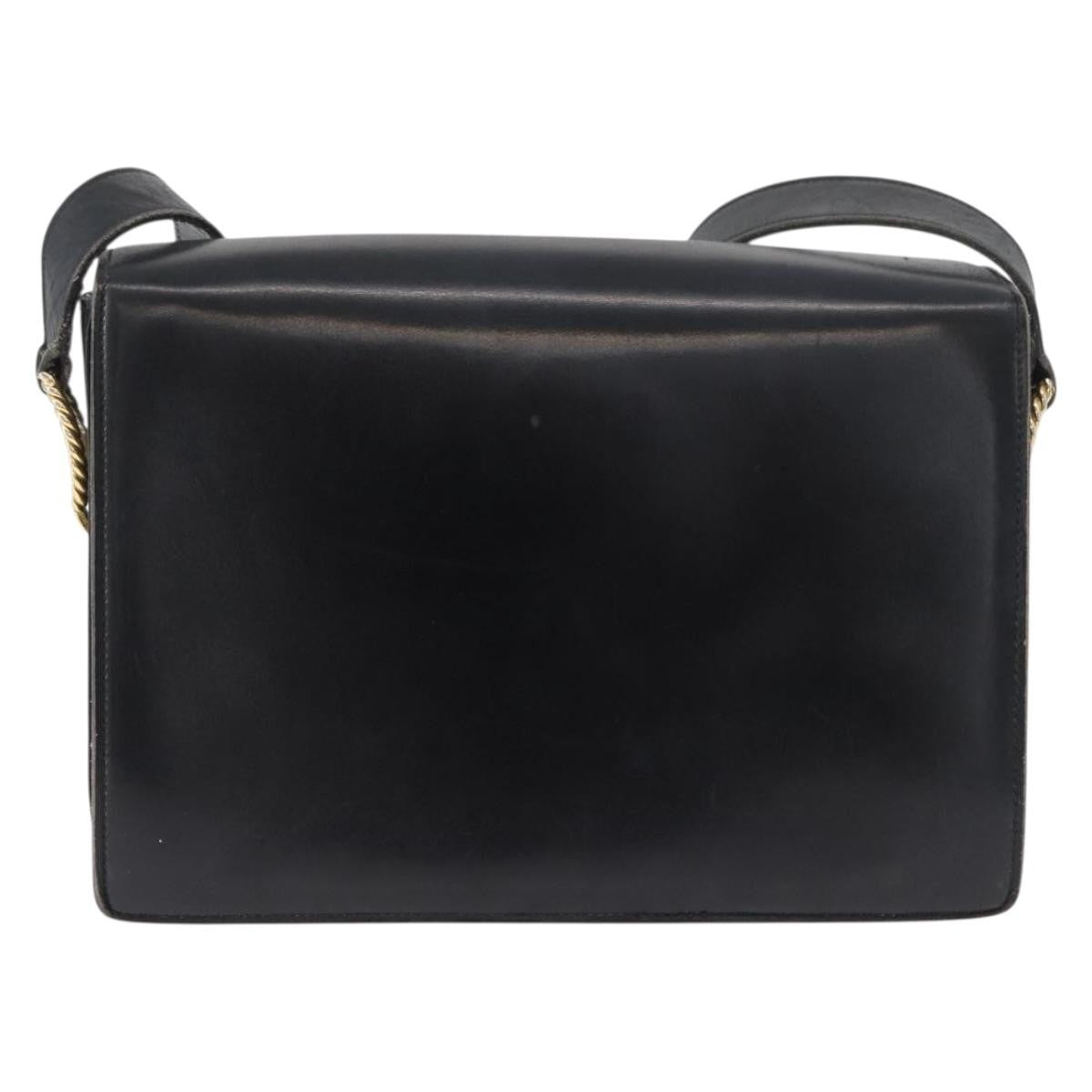 Celine Shoulder Leather Black Leather Shoulder Bag Bag (Pre-Owned)