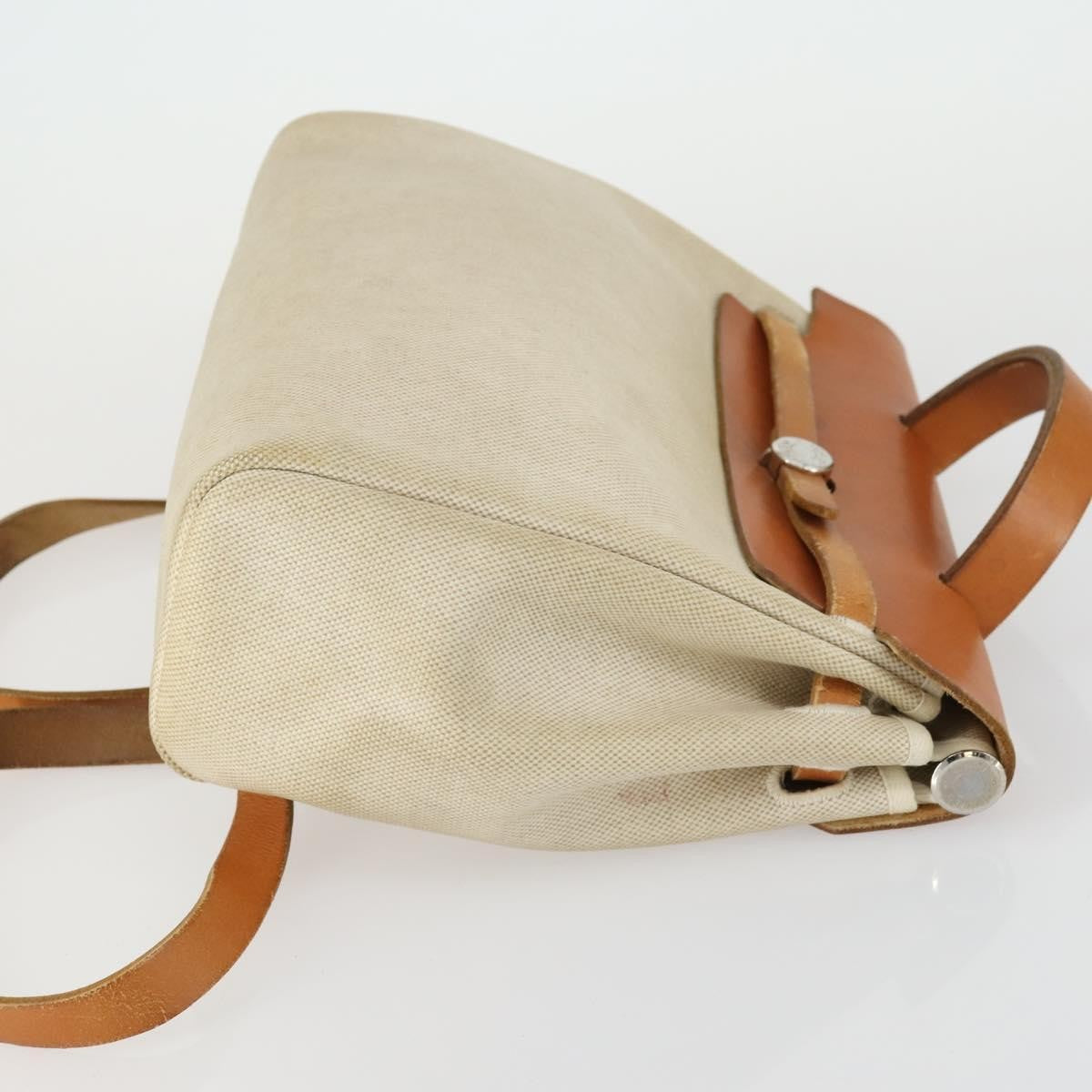 Hermes Herbag A Dos Toile Beige Canvas Backpack Bag (Pre-Owned)