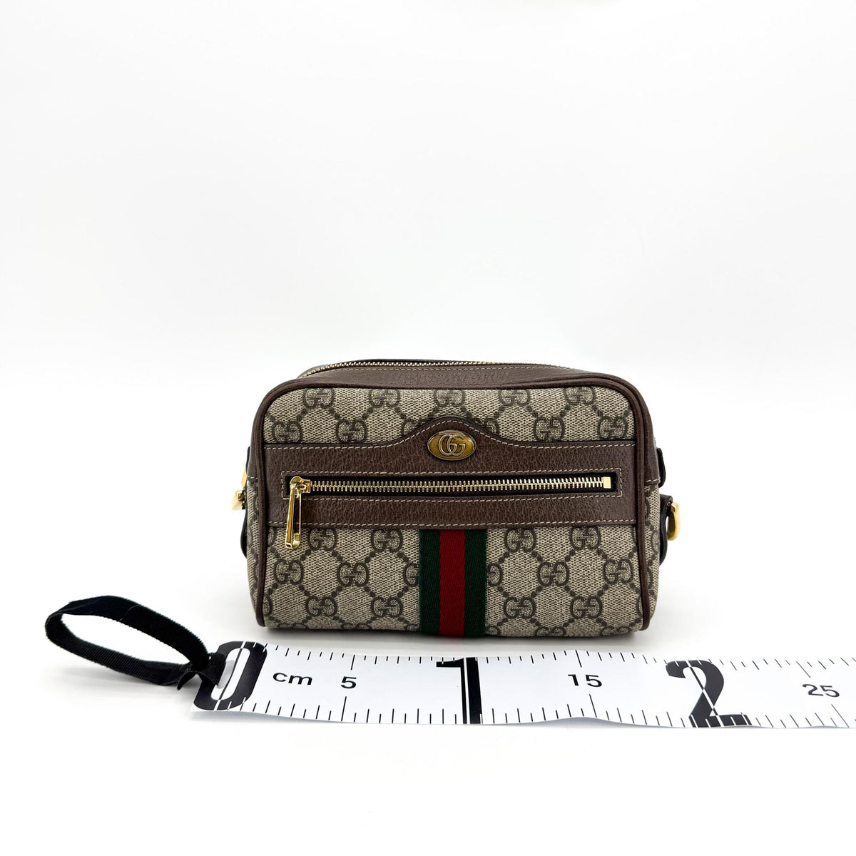 Gucci Ophidia Double Zip Gg Coated Canvas Brown Canvas Crossbody Bag Bag (Pre-Owned)