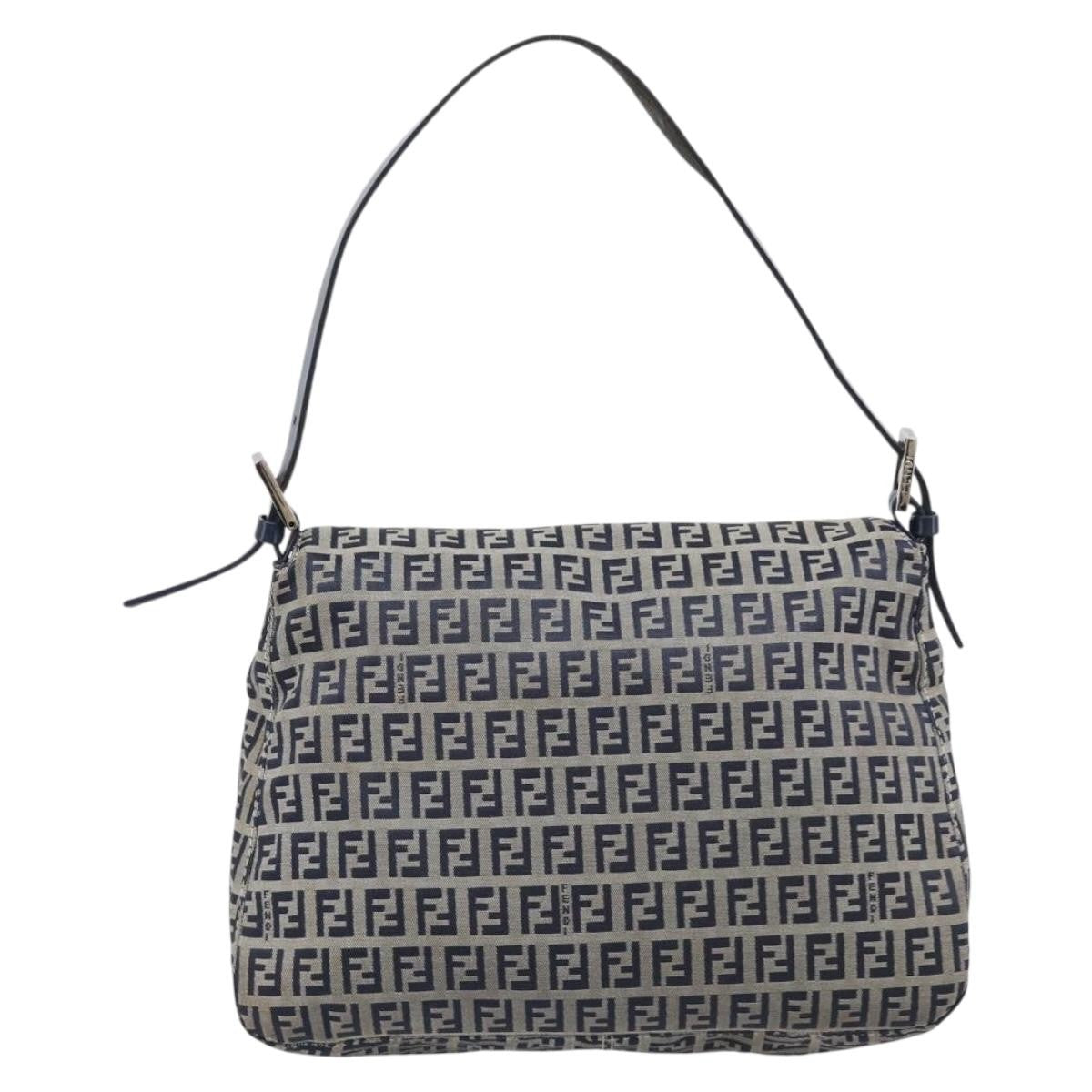 Fendi Zucchino Mamma Baguette Canvas Navy Canvas Shoulder Bag Bag (Pre-Owned)