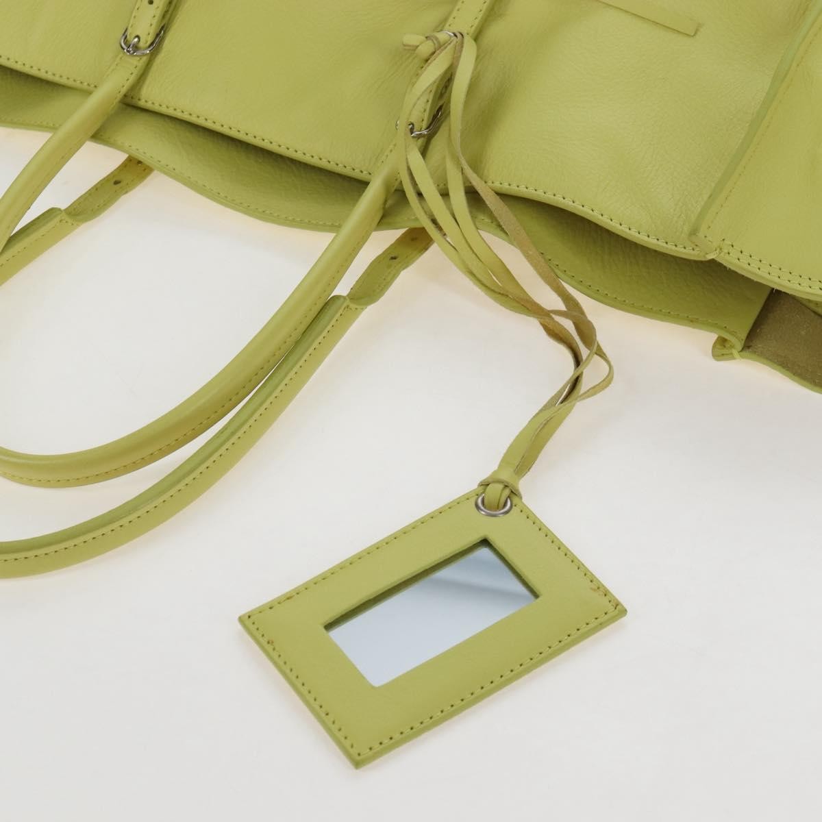 Balenciaga Papier A4 Zip Around Classic Studs Leather Yellow Leather Handbag (Pre-Owned)