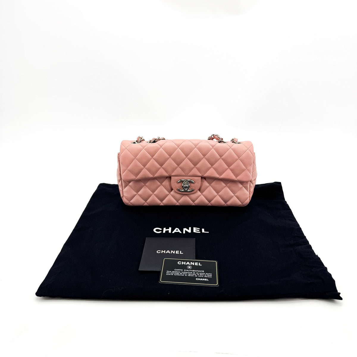 Chanel Classic Single Flap Quilted Lambskin Pink Leather Handbag (Pre-Owned)