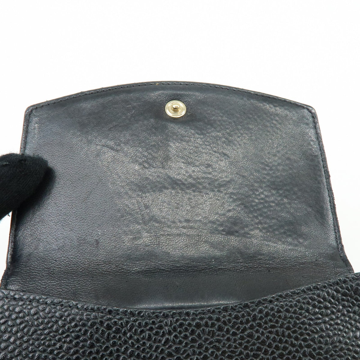 Chanel Vintage Timeless Bifold Caviar Black Leather Wallets Accessory (Pre-Owned)