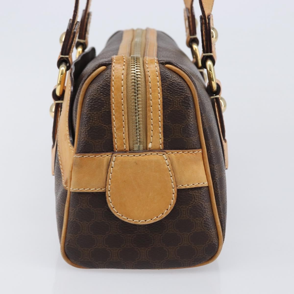 Celine Vintage Shoulder Bag Macadam Canvas & Leather Brown Pvc Shoulder Bag Bag (Pre-Owned)
