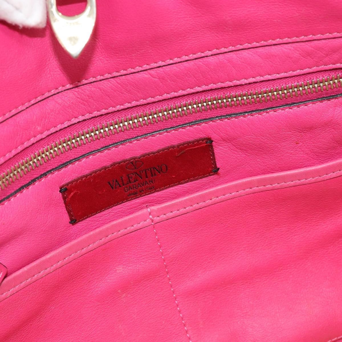 Valentino Garavani Rockstud Tote Textured Leather Pink Leather Tote Bag Bag (Pre-Owned)