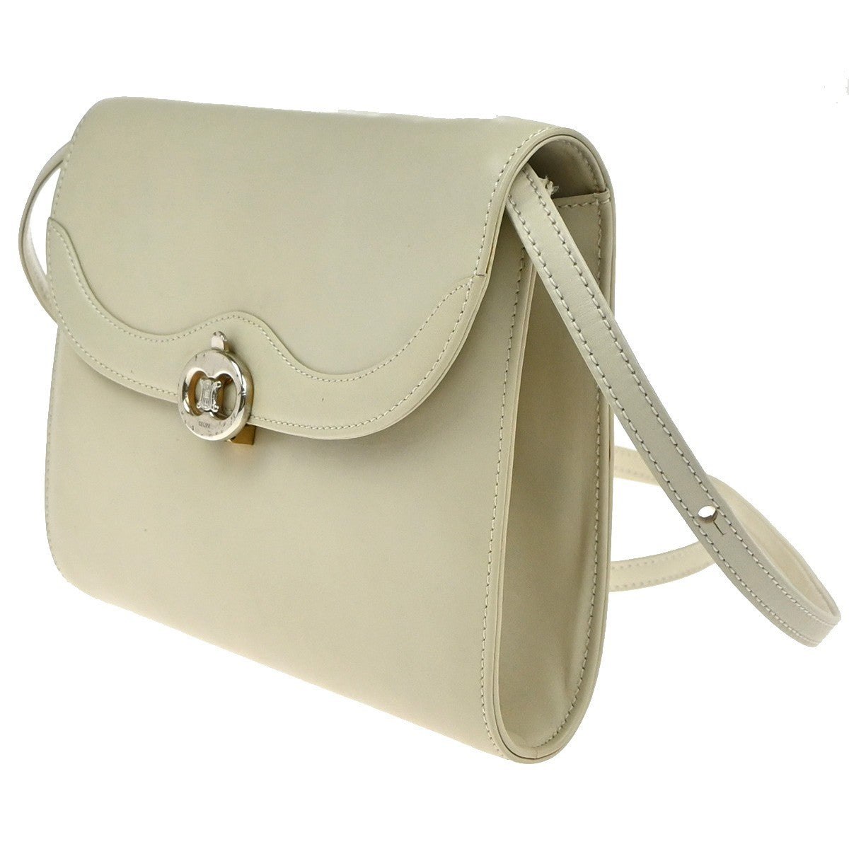 Celine Vintage Leather White Leather Shoulder Bag Bag (Pre-Owned)