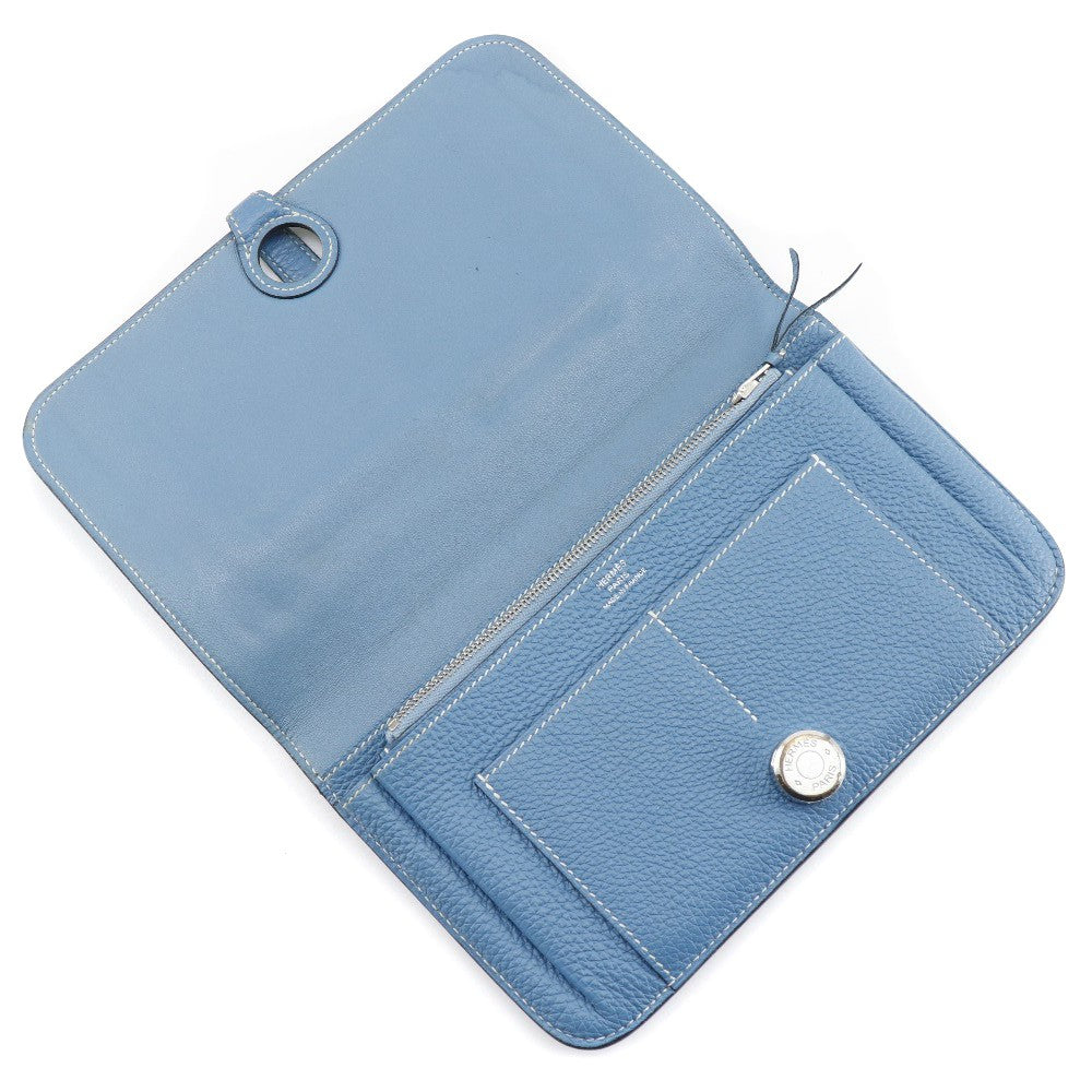 Hermes Dogon Duo Combined Leather Blue Leather Wallets Accessory (Pre-Owned)