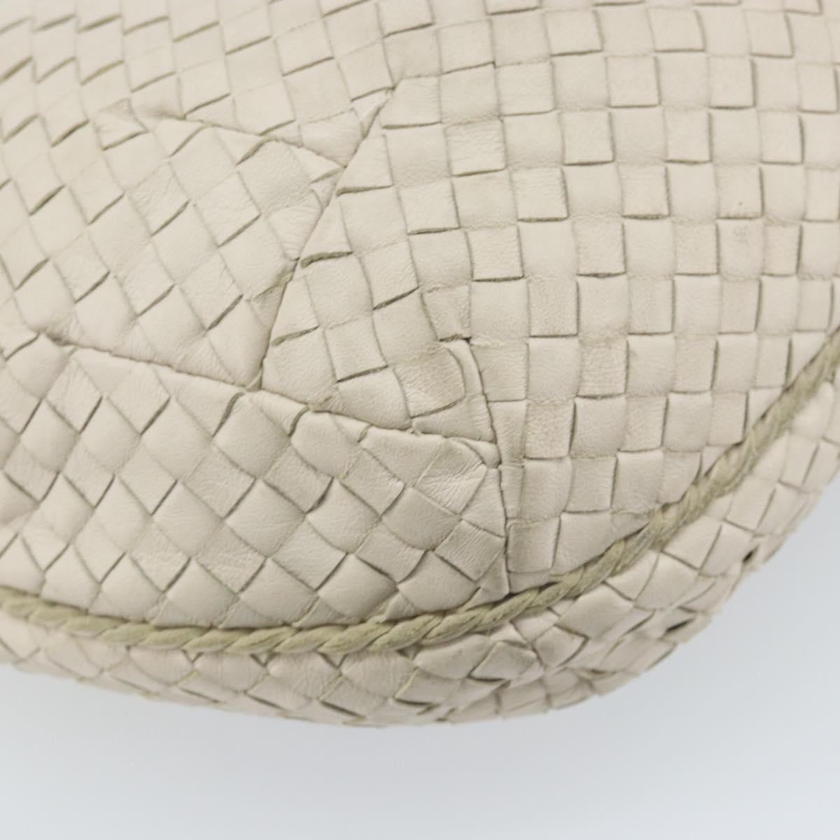 Bottega Veneta Zip Hobo Leather With Intrecciato White Leather Shoulder Bag Bag (Pre-Owned)