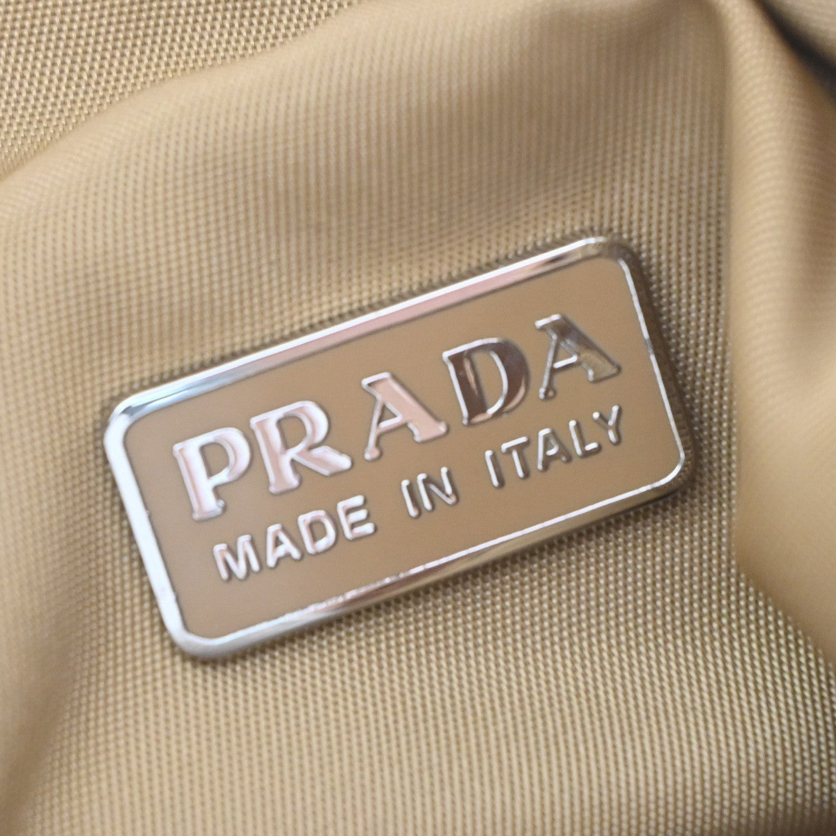 Prada Hobo Tessuto Beige Nylon Shoulder Bag Bag (Pre-Owned)