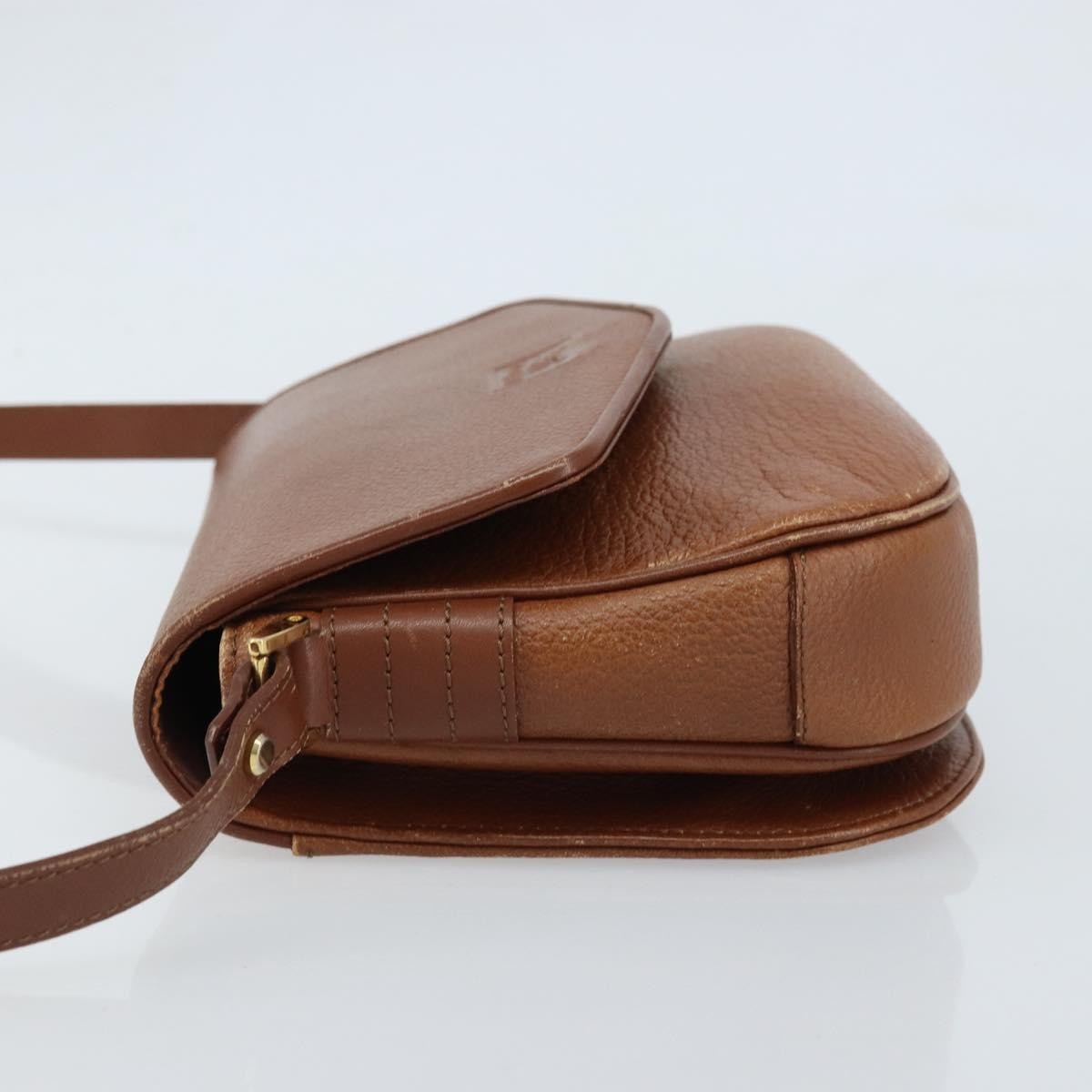 Burberry Flap Shoulder Leather Brown Leather Shoulder Bag Bag (Pre-Owned)