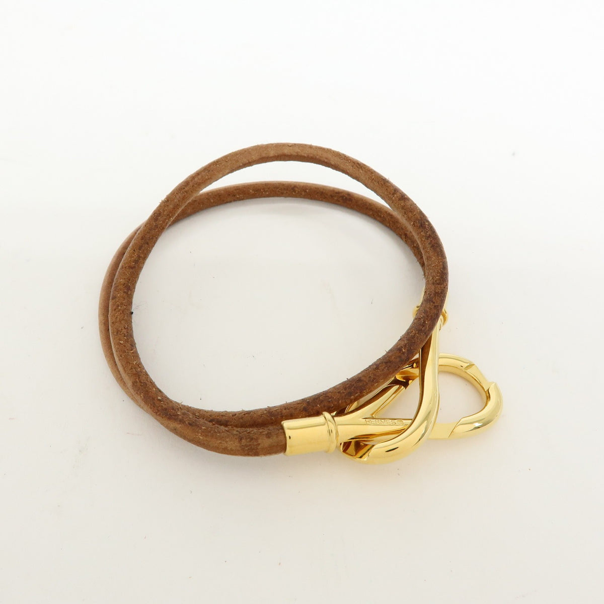 Hermes Jumbo Hook Choker Woven Leather And Metal Brown Leather Necklace Jewelry (Pre-Owned)