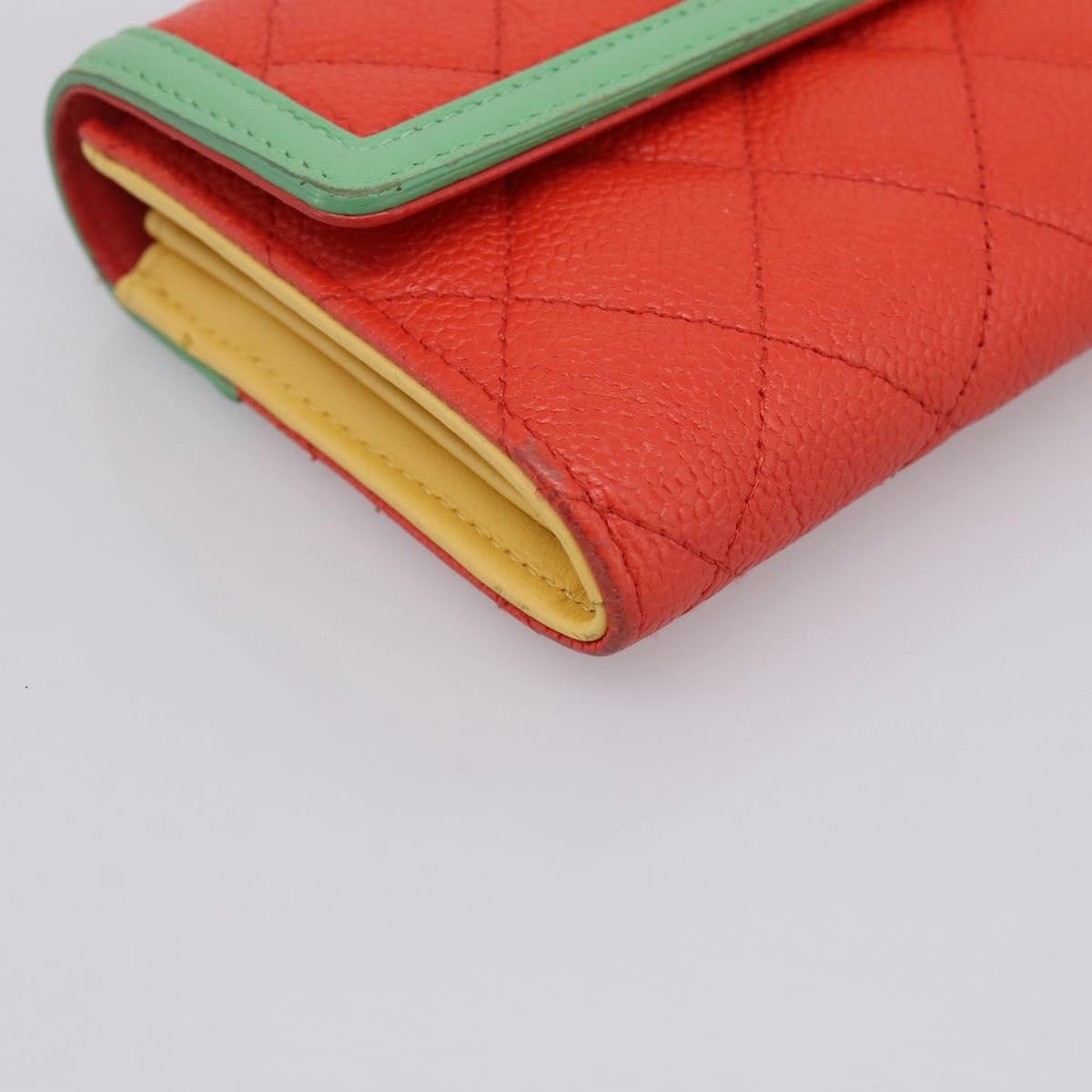 Chanel Filigree Flap Quilted Caviar Red Leather Wallets Accessory (Pre-Owned)