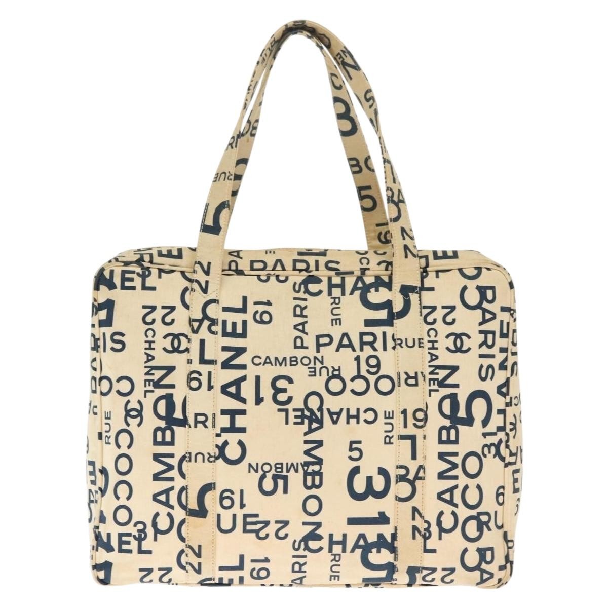 Chanel Cambon Canvas White Canvas Bag (Pre-Owned)