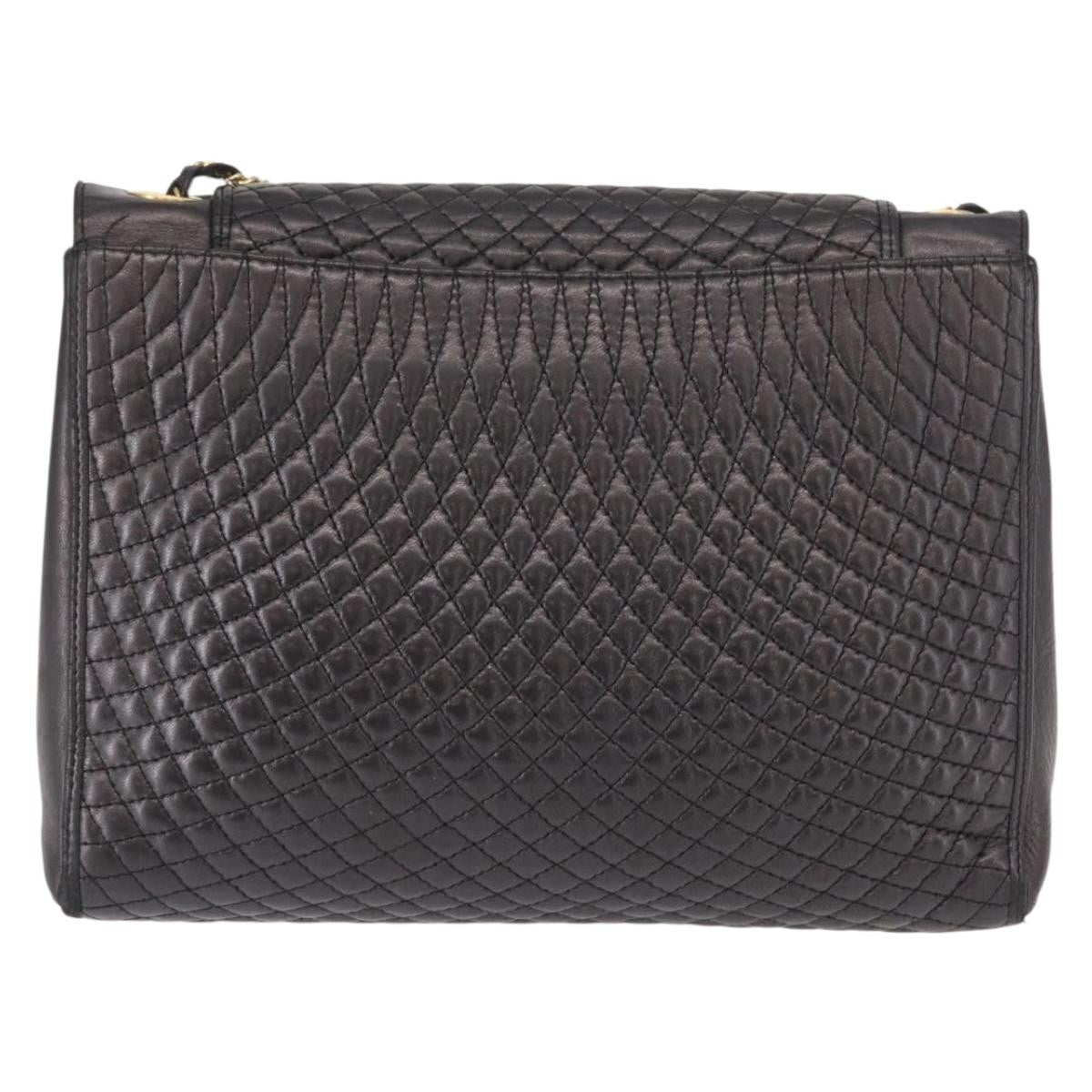 Bally Vintage Chain Quilted Leather Black Leather Shoulder Bag Bag (Pre-Owned)