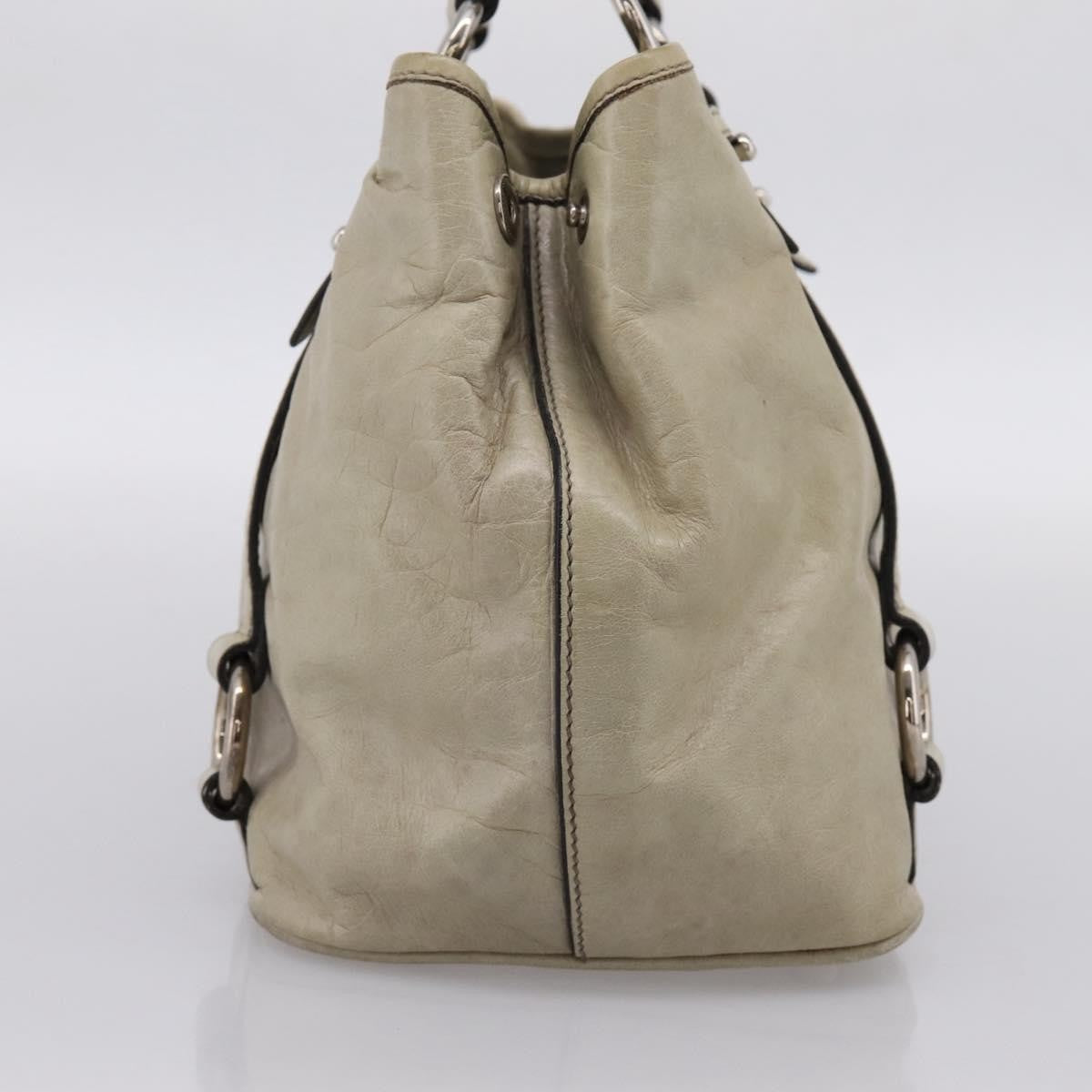Miu Miu Bow Satchel Vitello Lux Beige Leather Handbag (Pre-Owned)