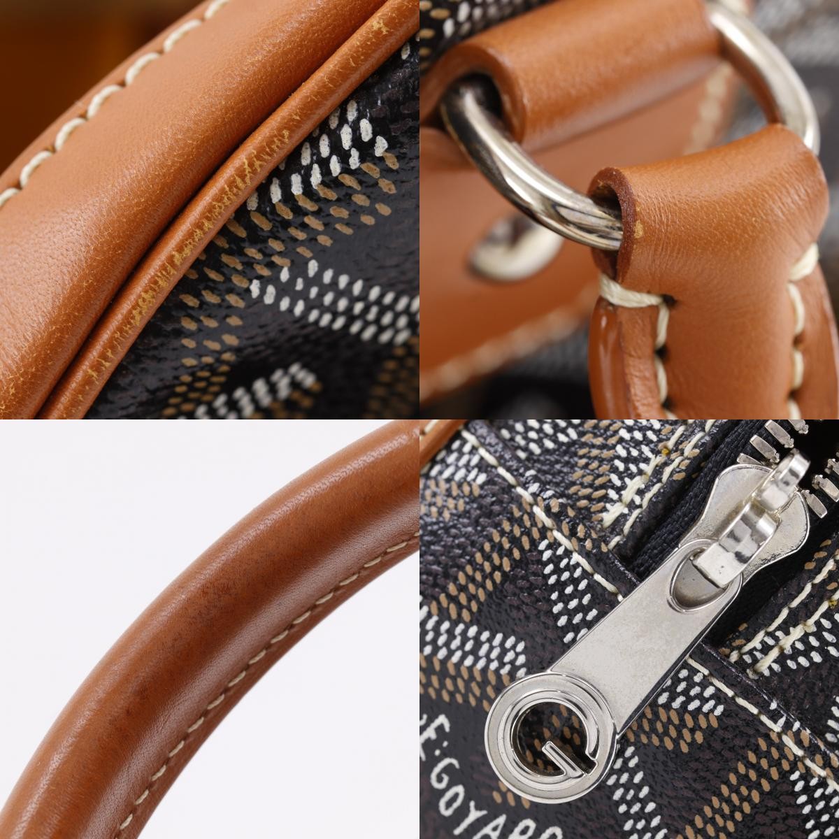 Goyard Saint Jeanne Coated Canvas Black Leather Handbag (Pre-Owned)