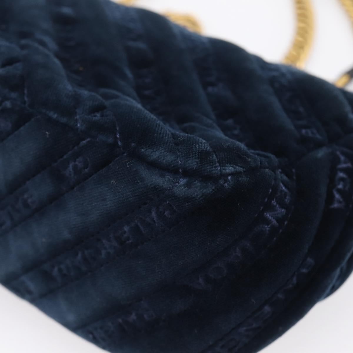 Balenciaga Bb Chain Round Quilted Velvet Navy Velvet Shoulder Bag Bag (Pre-Owned)