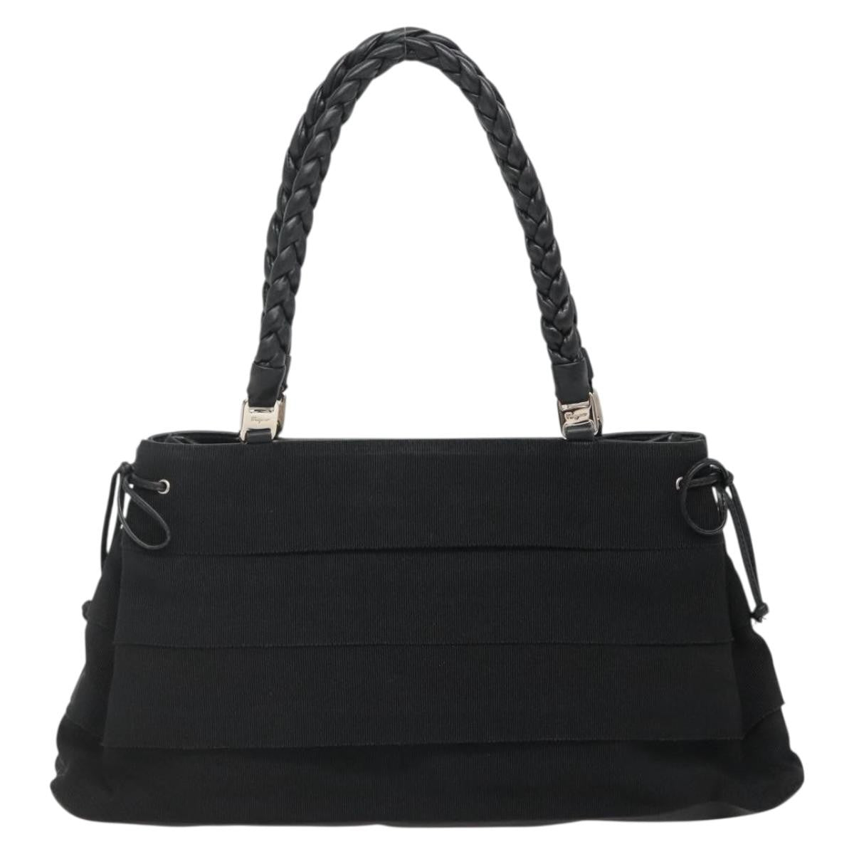Salvatore Ferragamo Vala Tote Canvas Black Canvas Tote Bag Bag (Pre-Owned)