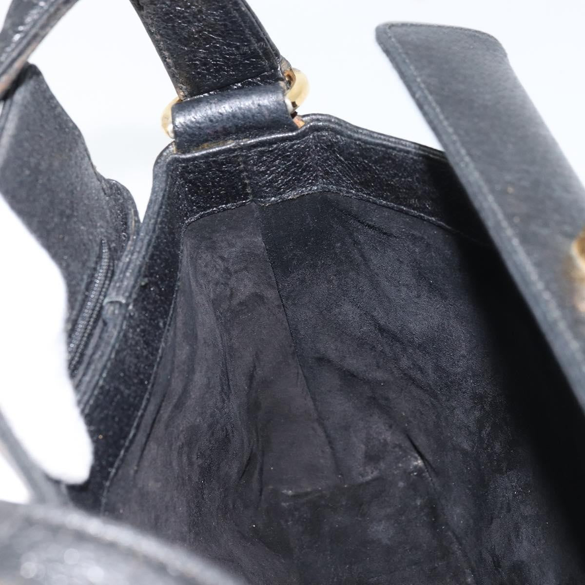 Gucci Vintage Convertible Bamboo Box Leather Black Leather Handbag (Pre-Owned)