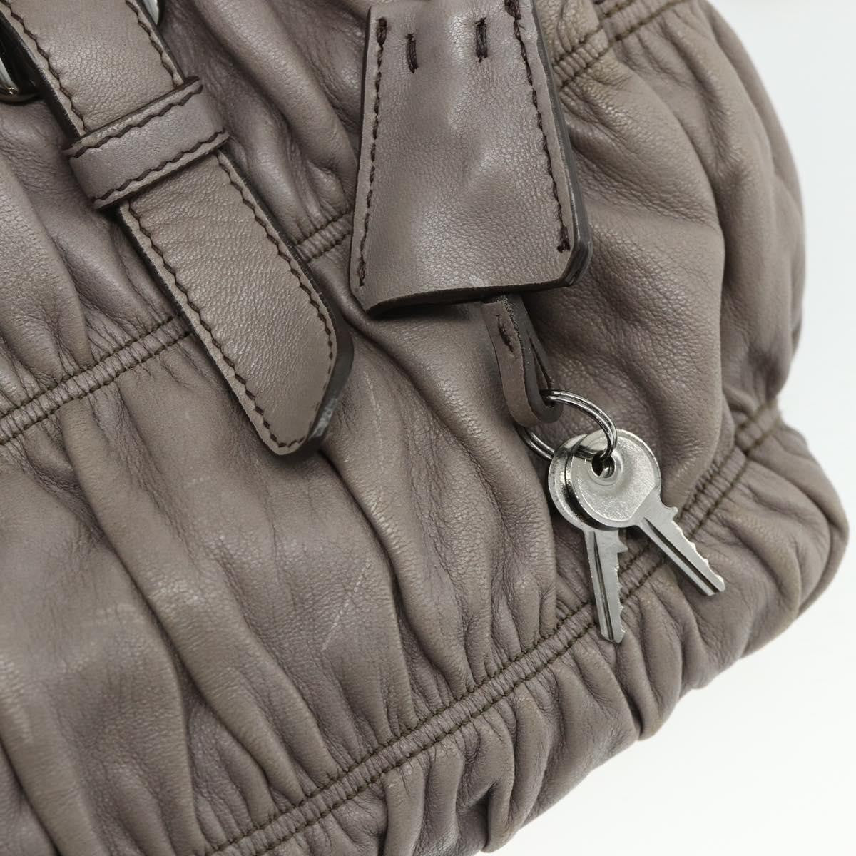 Prada Gaufre Convertible Satchel Nappa Leather Gray Leather Handbag (Pre-Owned)