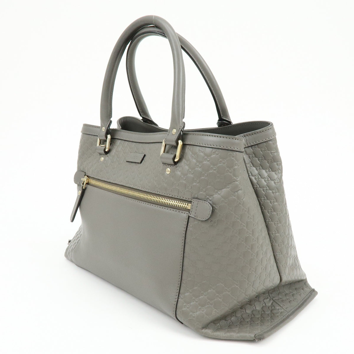 Gucci Zip Pocket Soft Microguccissima Leather Gray Leather Tote Bag Bag (Pre-Owned)